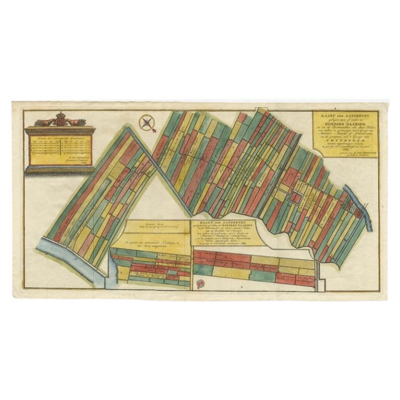 Antique Map Showing Estates of 1669 in Amsterdam, Published in c.1767 For Sale