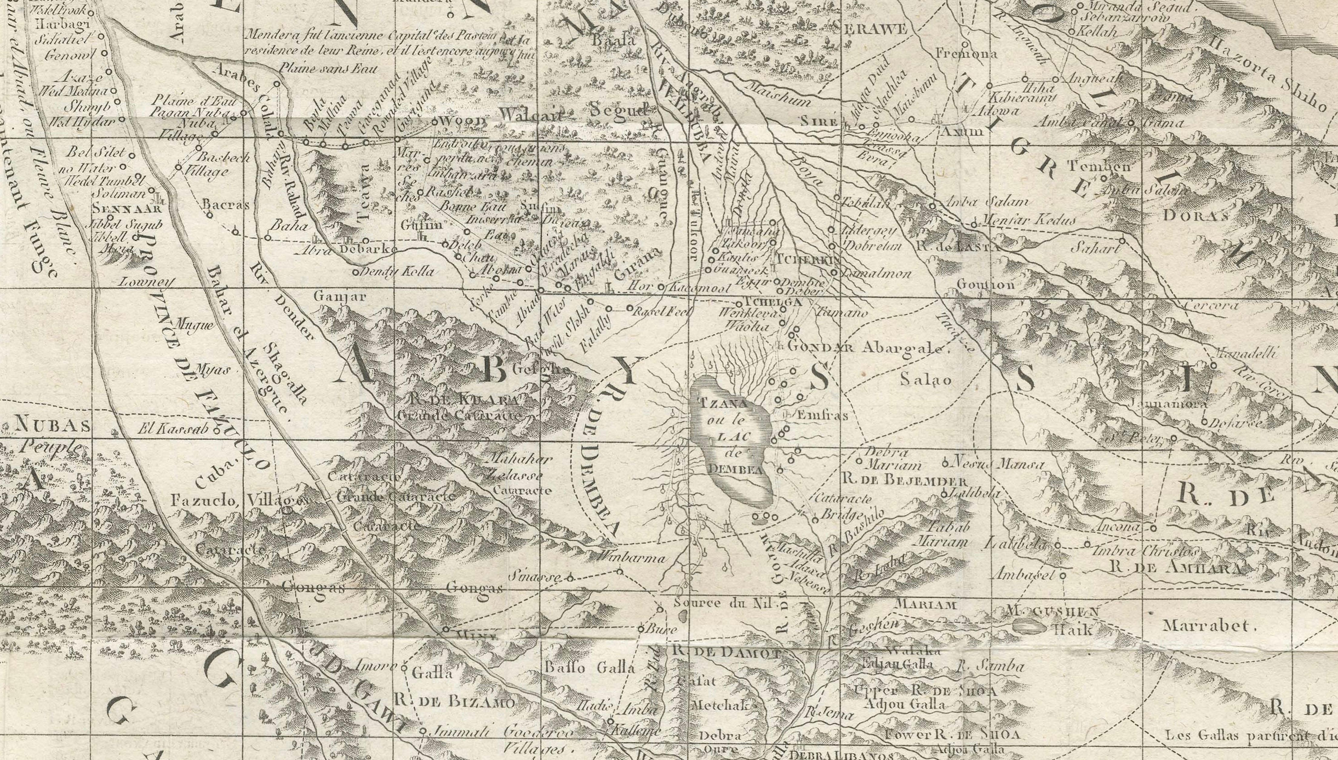 Antique Map of the Red Sea, Gulf of Arabia and Nile Sources, c.1750