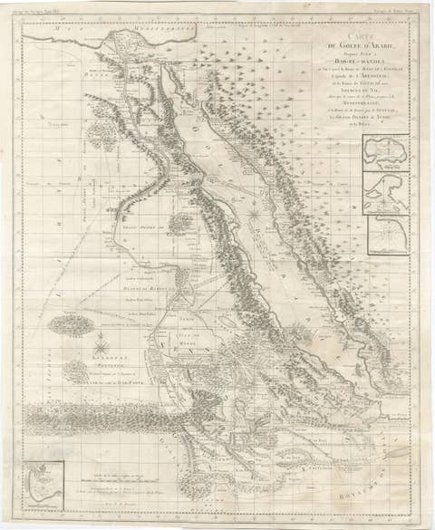 Antique Map of the Red Sea, Gulf of Arabia and Nile Sources, c.1750