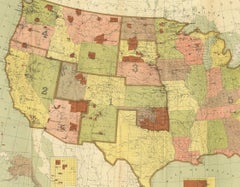 Antique Map Showing the Locations of Native American Tribes in 1899
