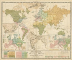 Antique Map Showing the Religions Around the World by Johnston '1854'