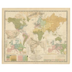 Carte ancienne montrant les religions du monde entier par Johnston '1854'