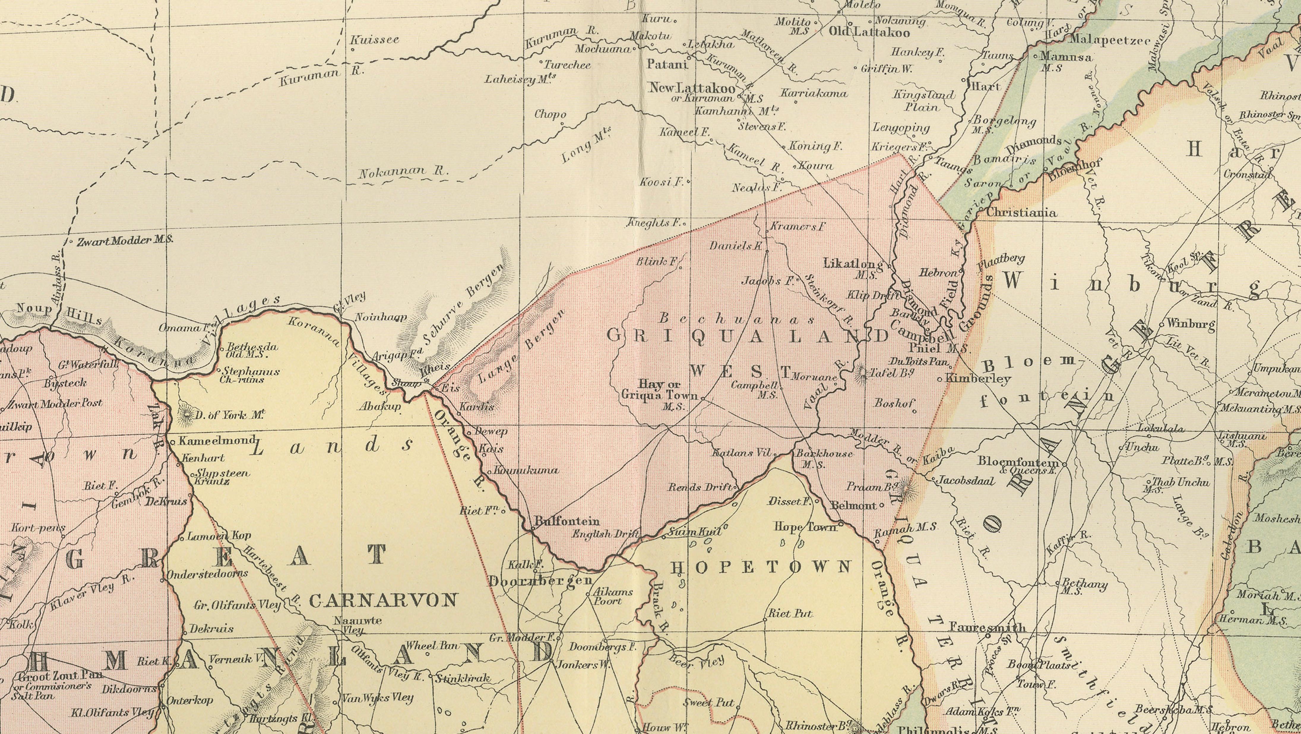 Antique Map South Africa, Bartholomew for Black’s General Atlas - 1884