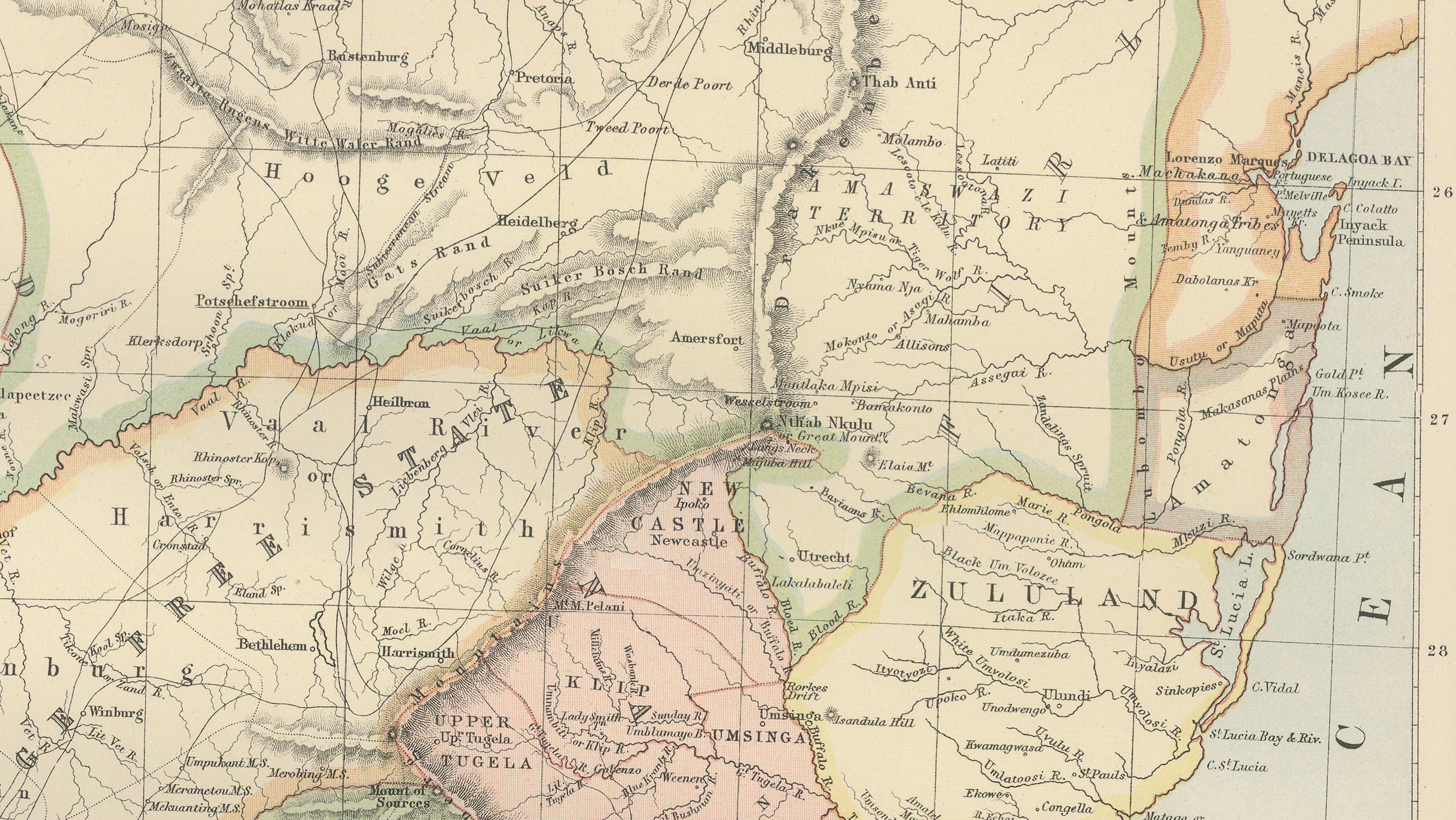 Antique Map South Africa, Bartholomew for Black’s General Atlas - 1884