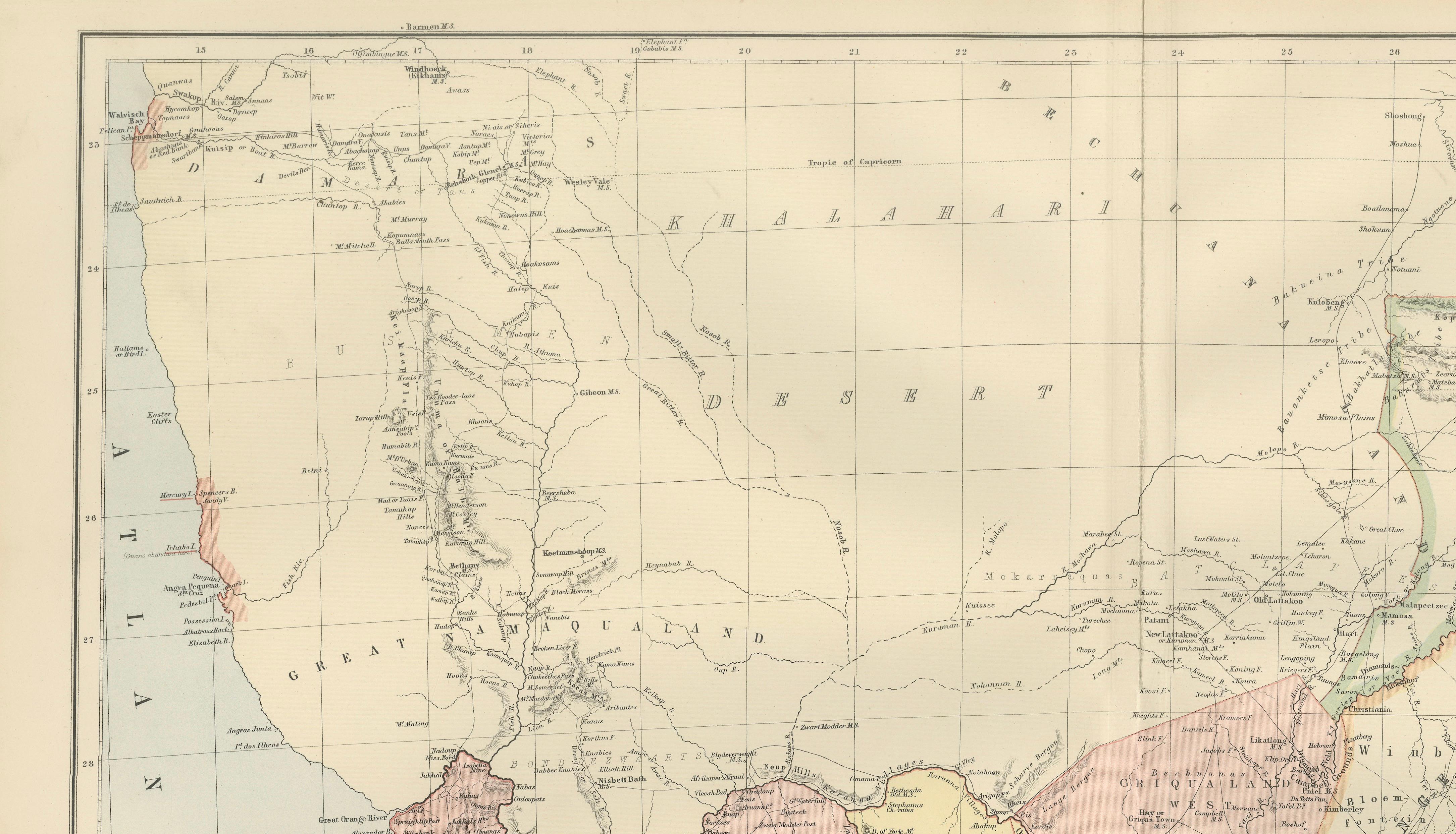 Antique Map South Africa, Bartholomew for Black’s General Atlas - 1884