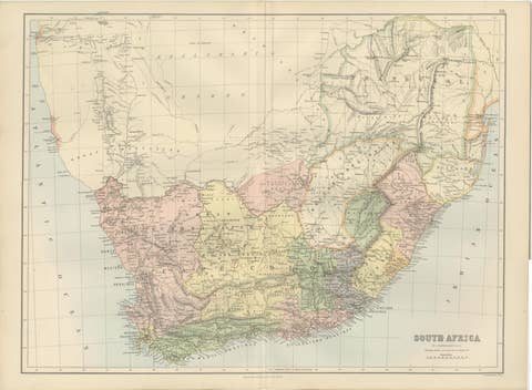 Antique Map South Africa, Bartholomew for Black’s General Atlas - 1884