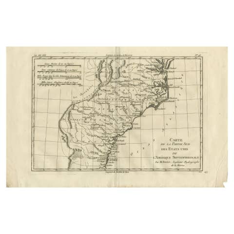 Antique Map Southern United States — Carolina & Georgia, Bonne c.1780
