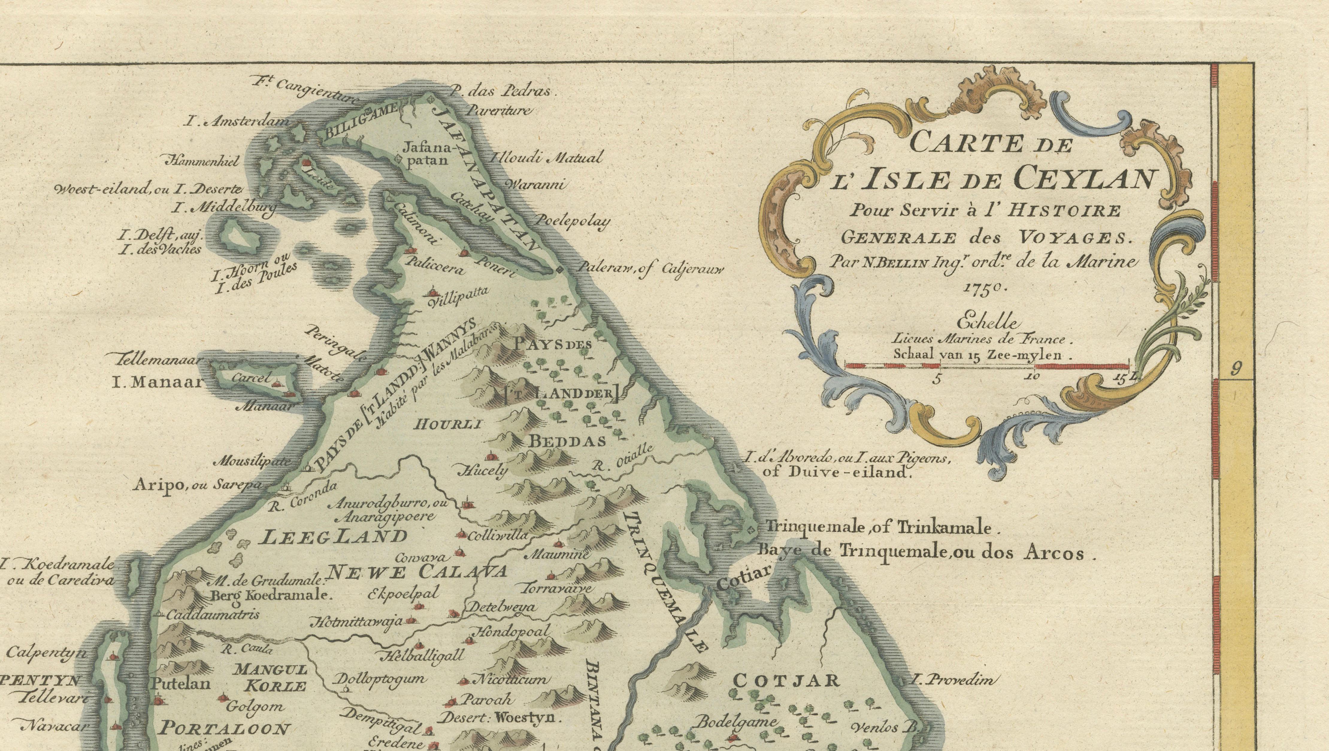 Antique Map Sri Lanka Ceylon Bellin 1750 – Kingdom of Kandy Enlightenment Map