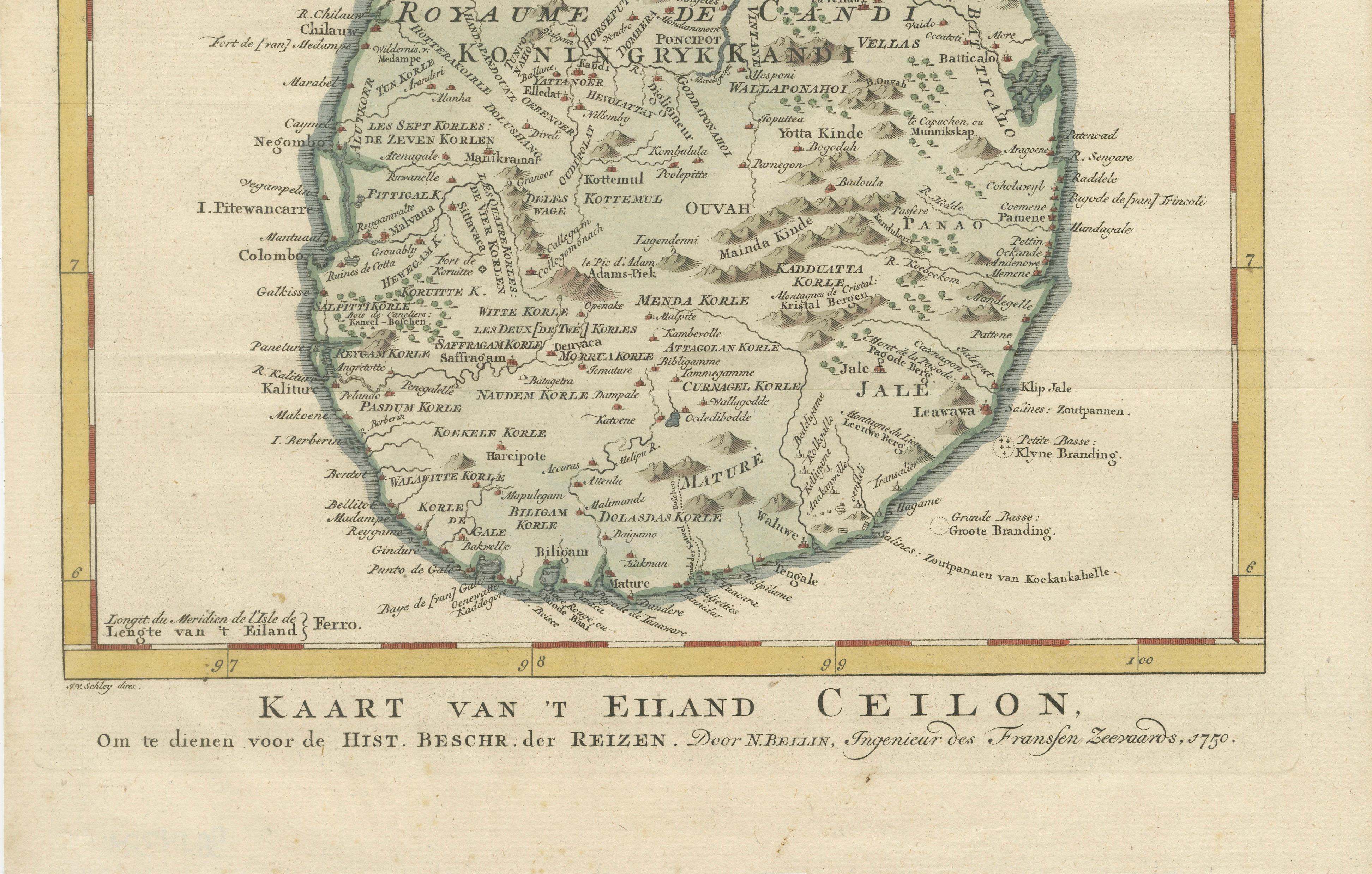 Antique Map Sri Lanka Ceylon Bellin 1750 – Kingdom of Kandy Enlightenment Map