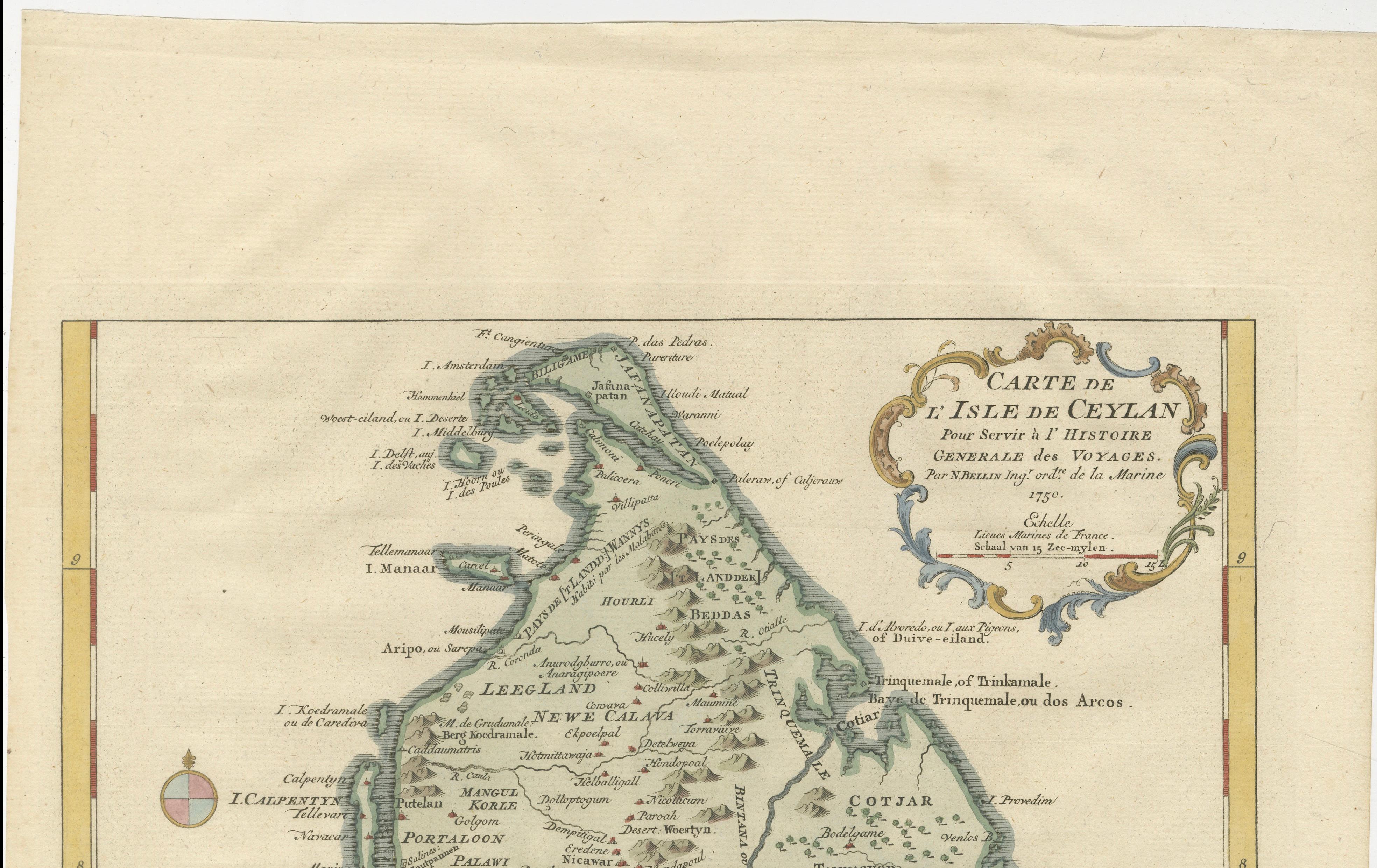 Antique Map Sri Lanka Ceylon Bellin 1750 – Kingdom of Kandy Enlightenment Map