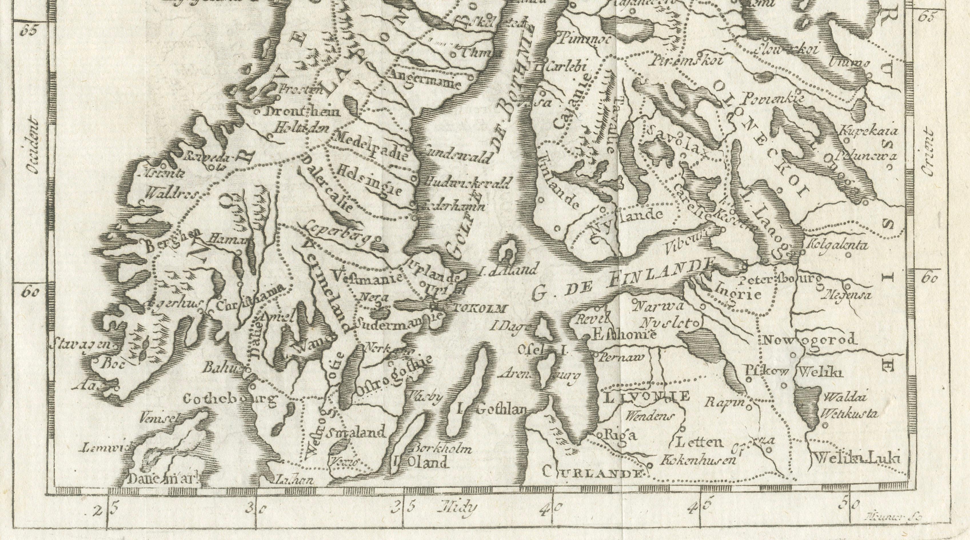 Antique Map Sweden and Norway, Scandinavia, Robert de Vaugondy, 1782