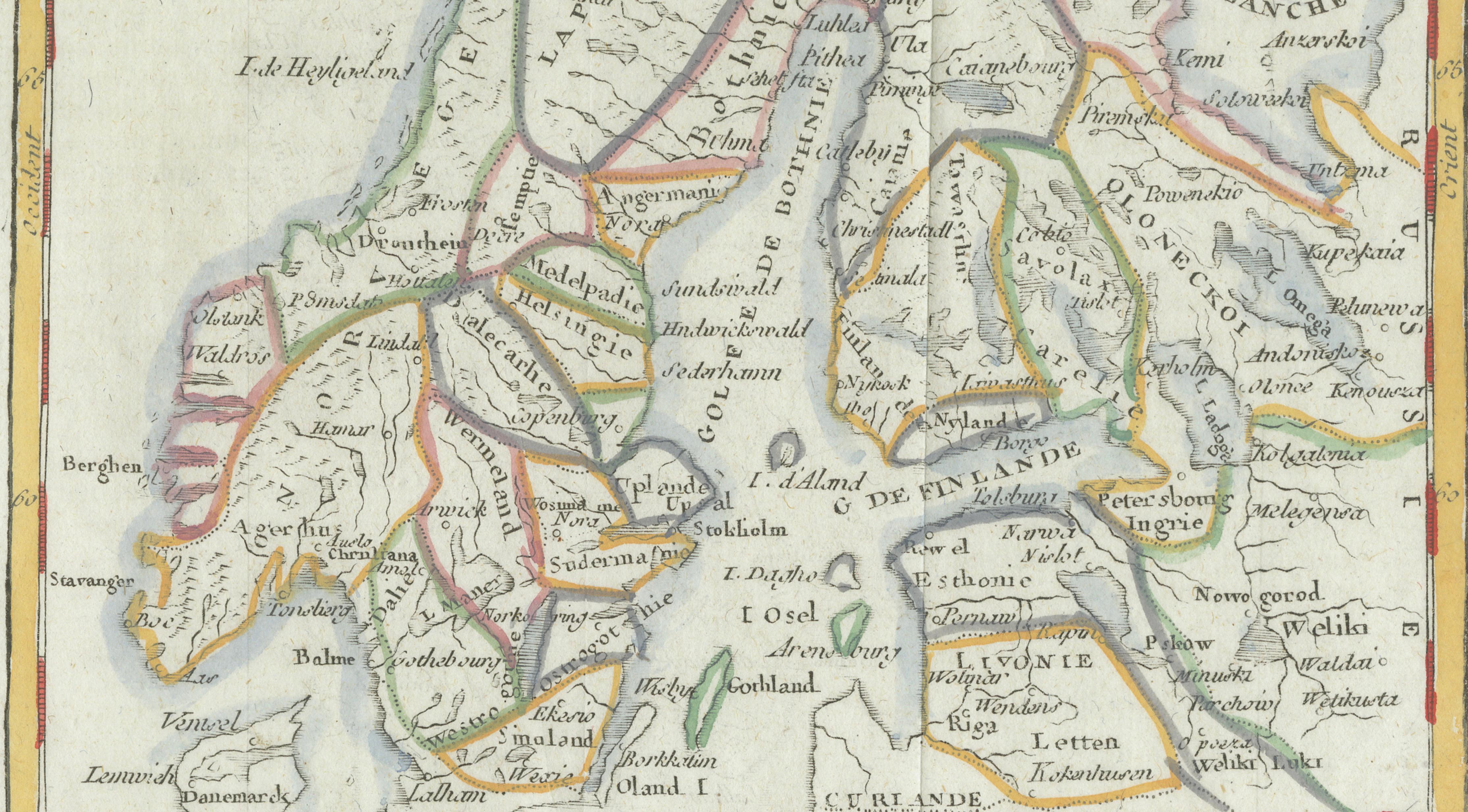 Antique Map Sweden & Norway, Scandinavia, Robert de Vaugondy, 1750