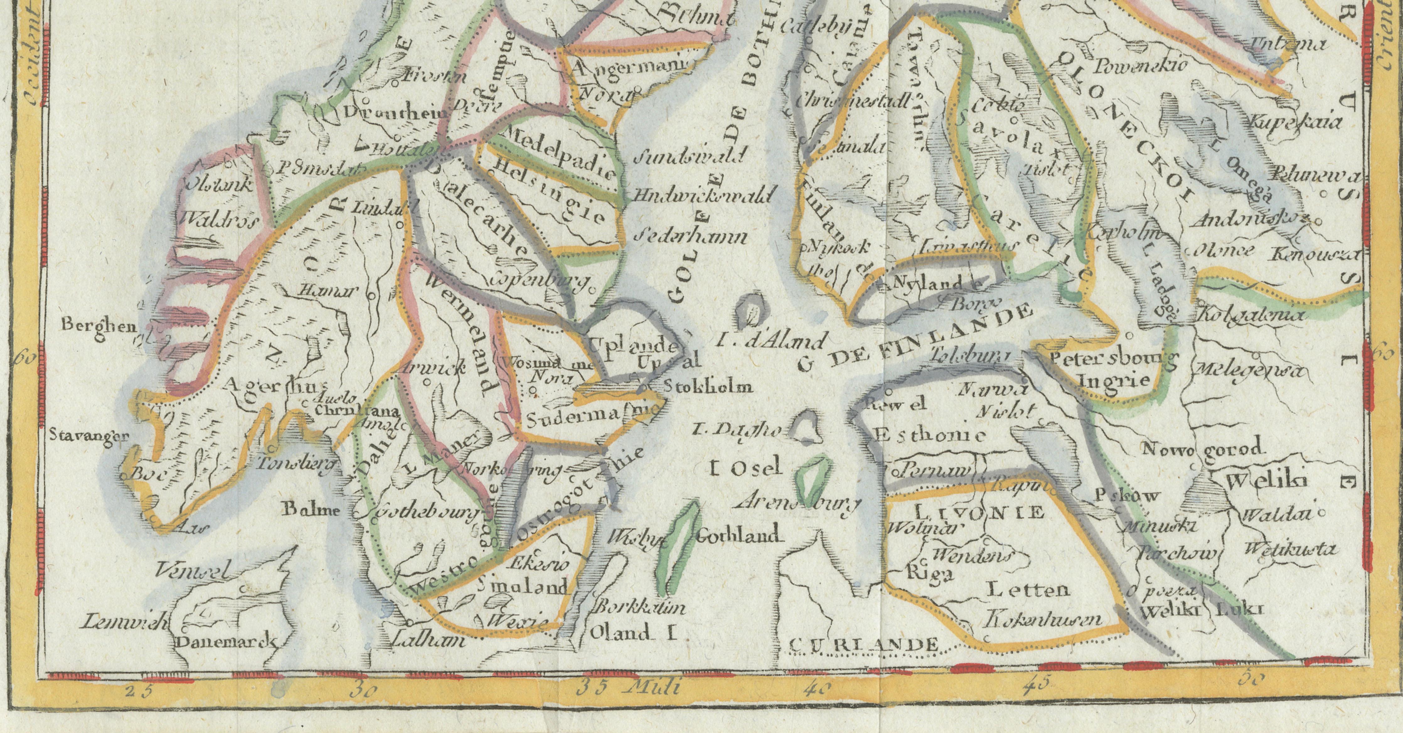 Antique Map Sweden & Norway, Scandinavia, Robert de Vaugondy, 1750
