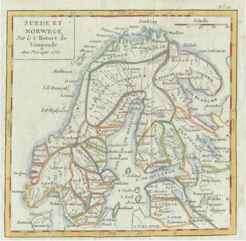 Antique Map Sweden & Norway, Scandinavia, Robert de Vaugondy, 1750