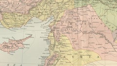 Antique Map Turkey in Asia, Ottoman Empire Anatolia Syria Iraq Black, 1884