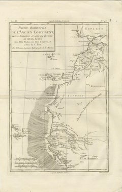 Antique Map West Africa Morocco Canary Islands Lisbon Sierra Leone Bonne, c1780