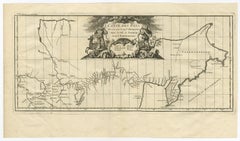 Antique Map with Details of Berings' Expedition into Russians' Far East, 1737