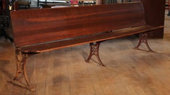 Antique Maple and Cast Iron Folding Station Bench, Seat "BUFFALO HARDWARE CO" 