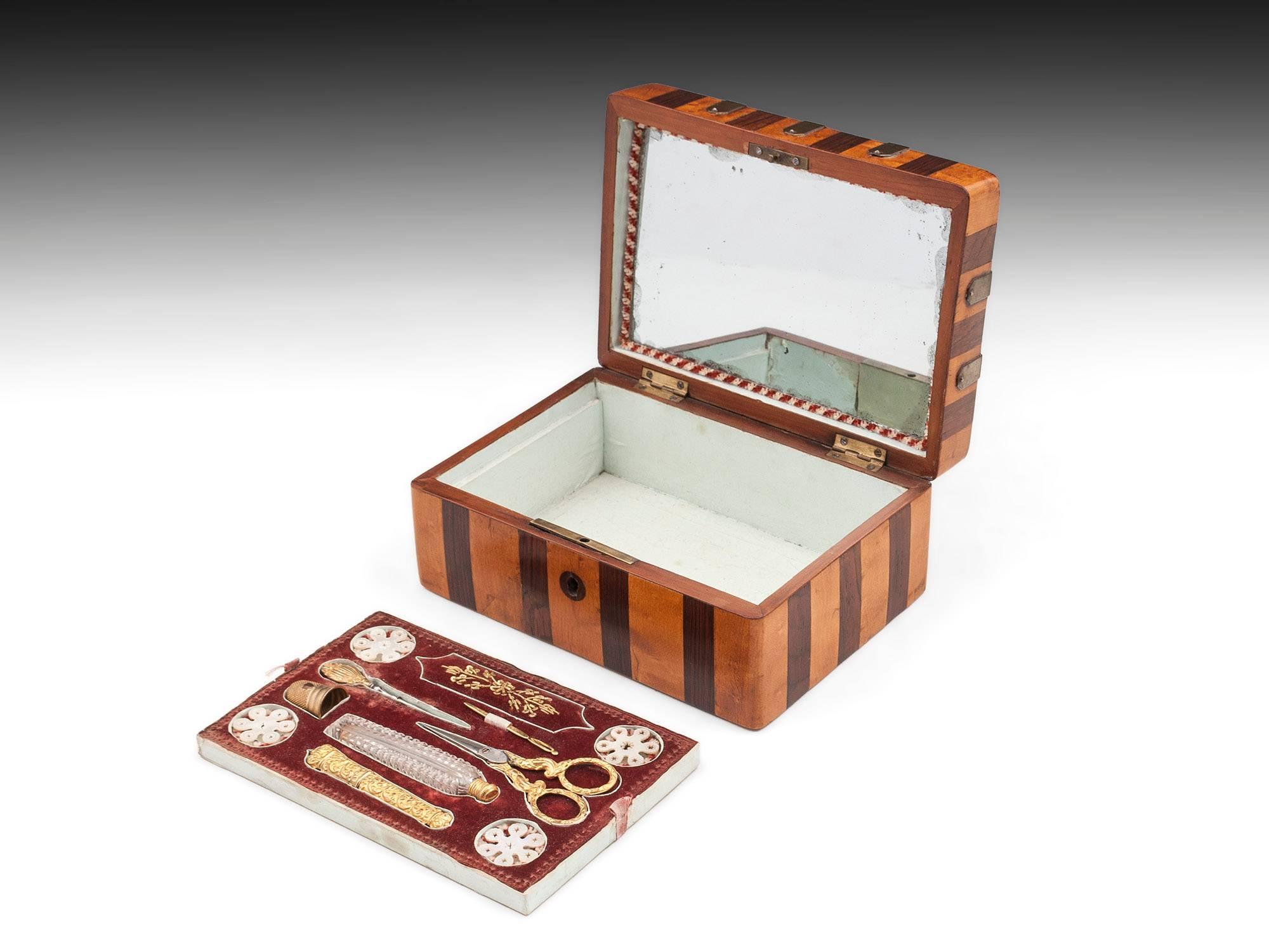 Antique Maple and Mahogany Palais Royal Sewing Box, 19th Century 4