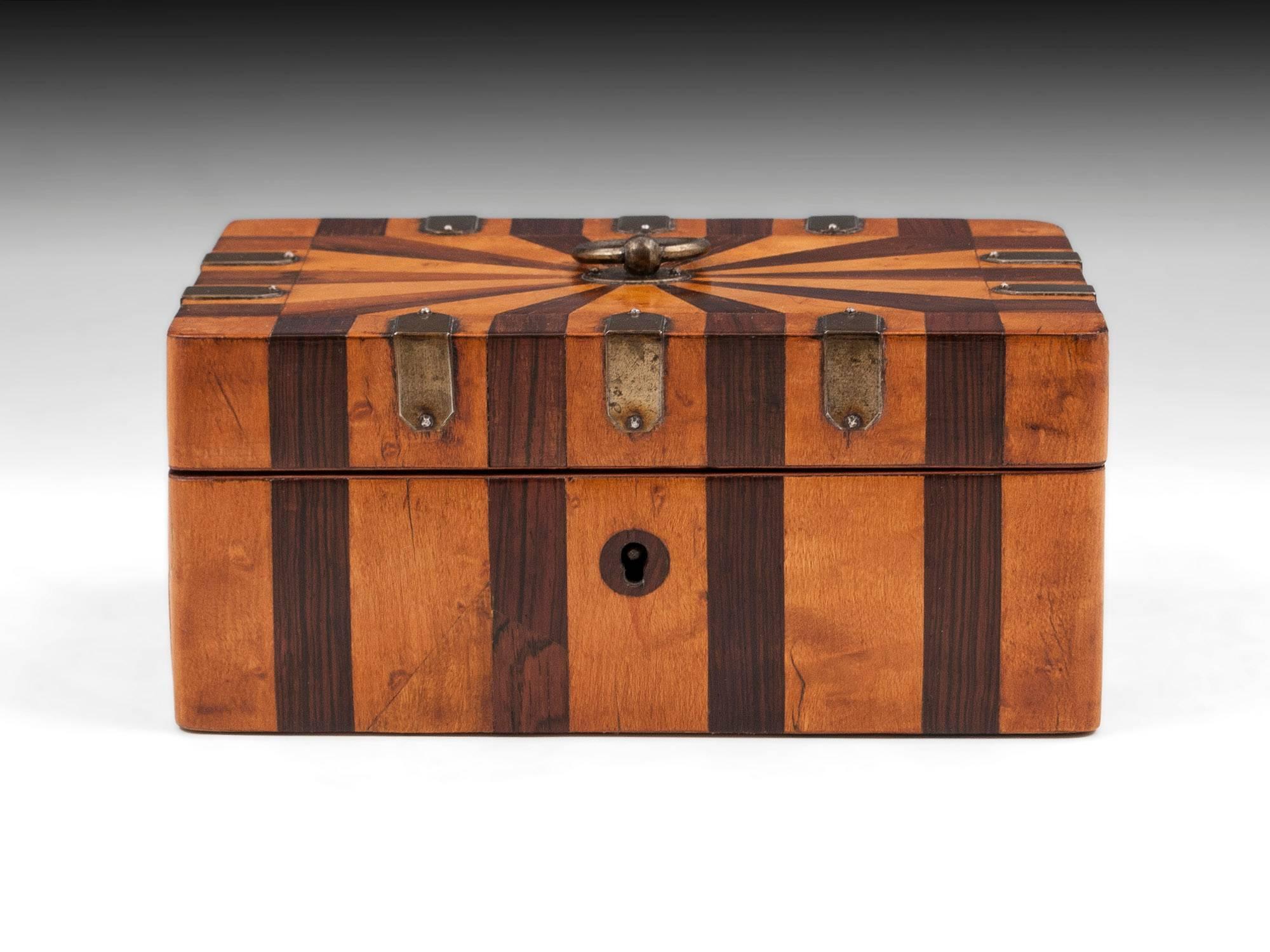 William IV Antique Maple and Mahogany Palais Royal Sewing Box, 19th Century