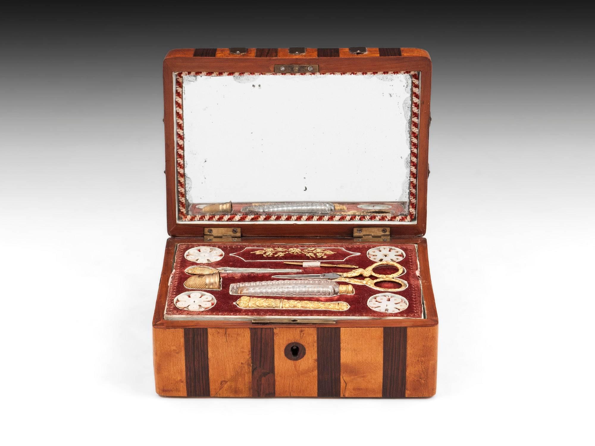 Antique Maple and Mahogany Palais Royal Sewing Box, 19th Century 2