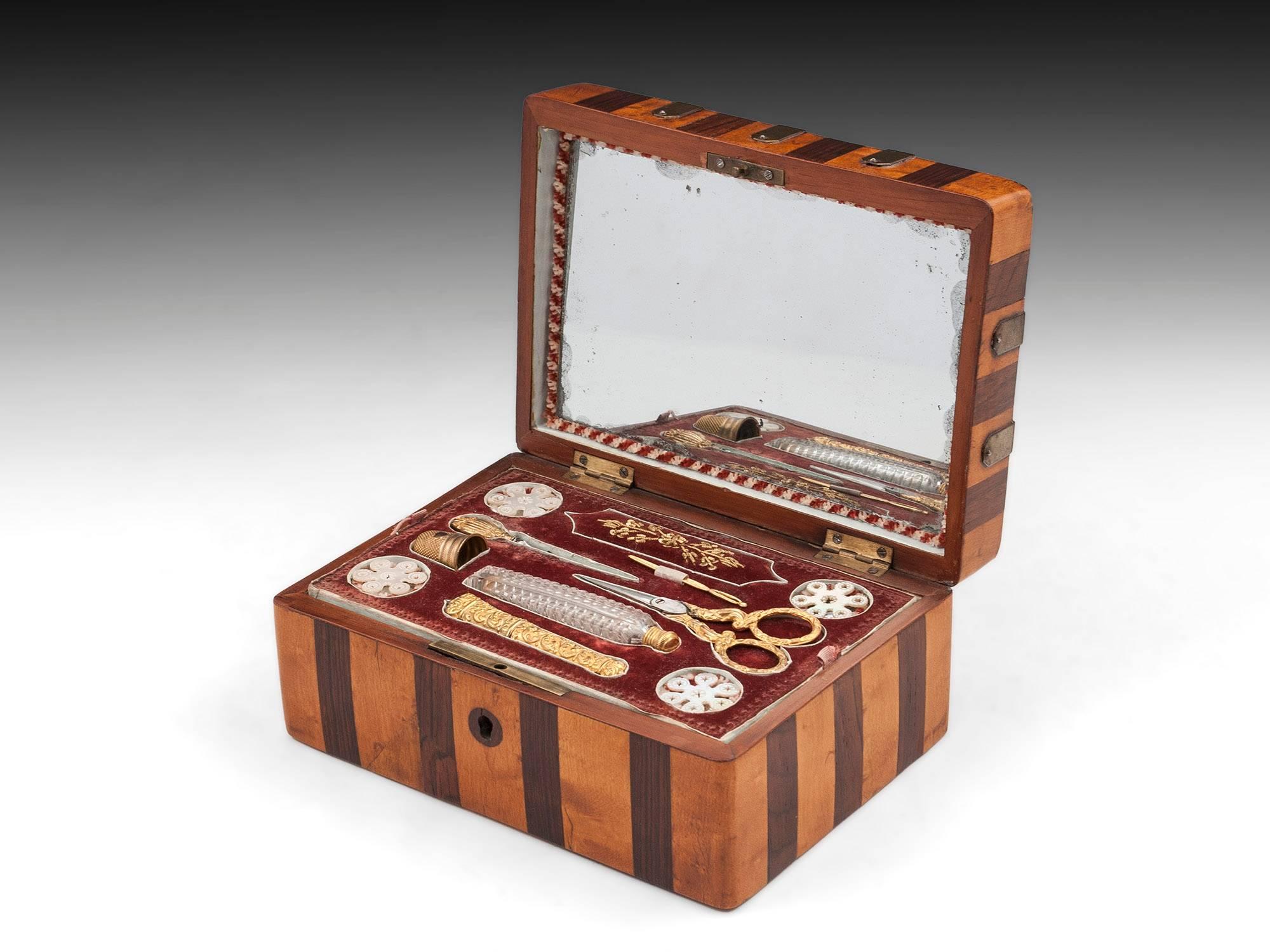 Antique Maple and Mahogany Palais Royal Sewing Box, 19th Century 3