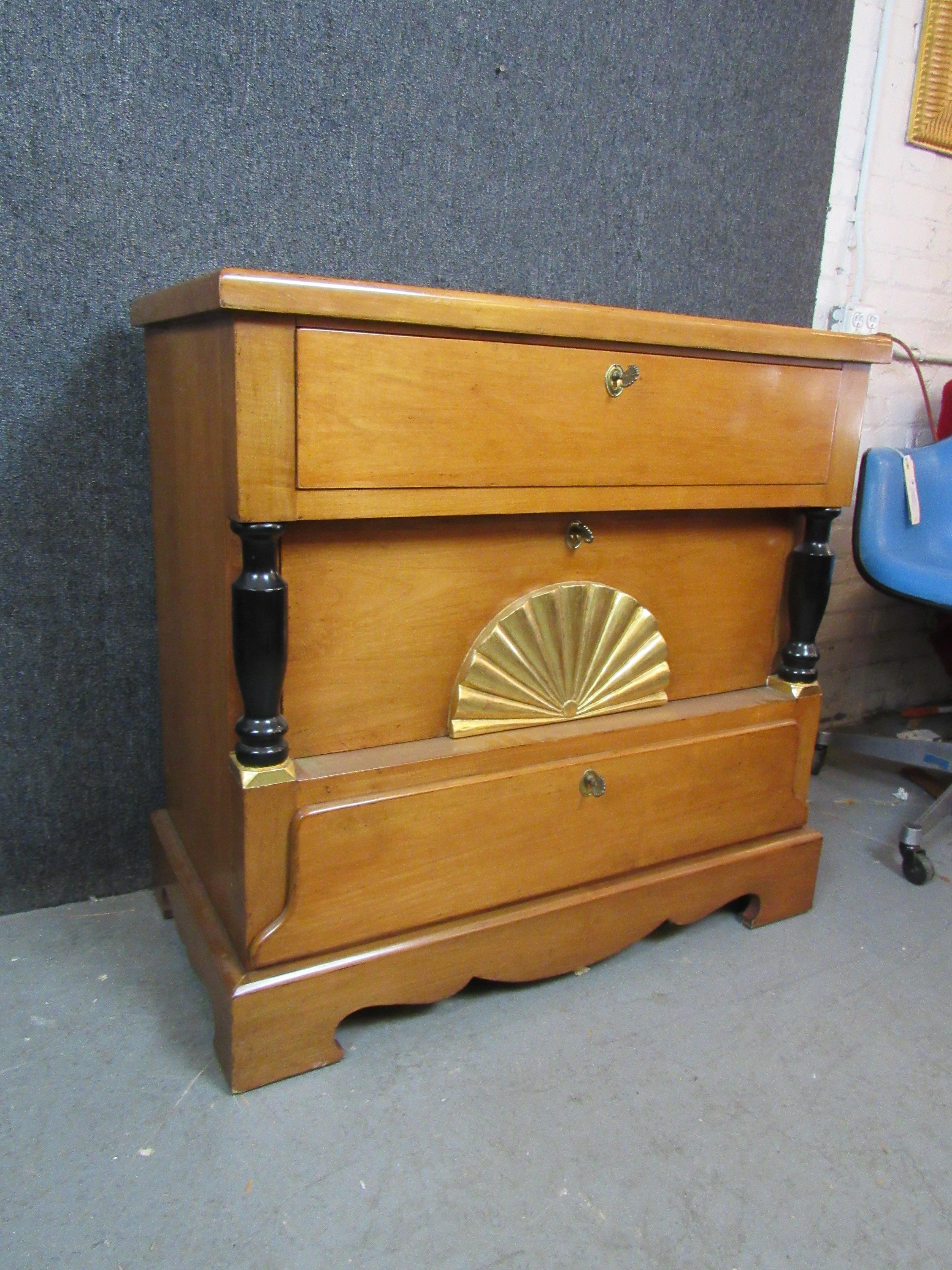 German Antique Maple Biedermeier Chest of Drawers For Sale