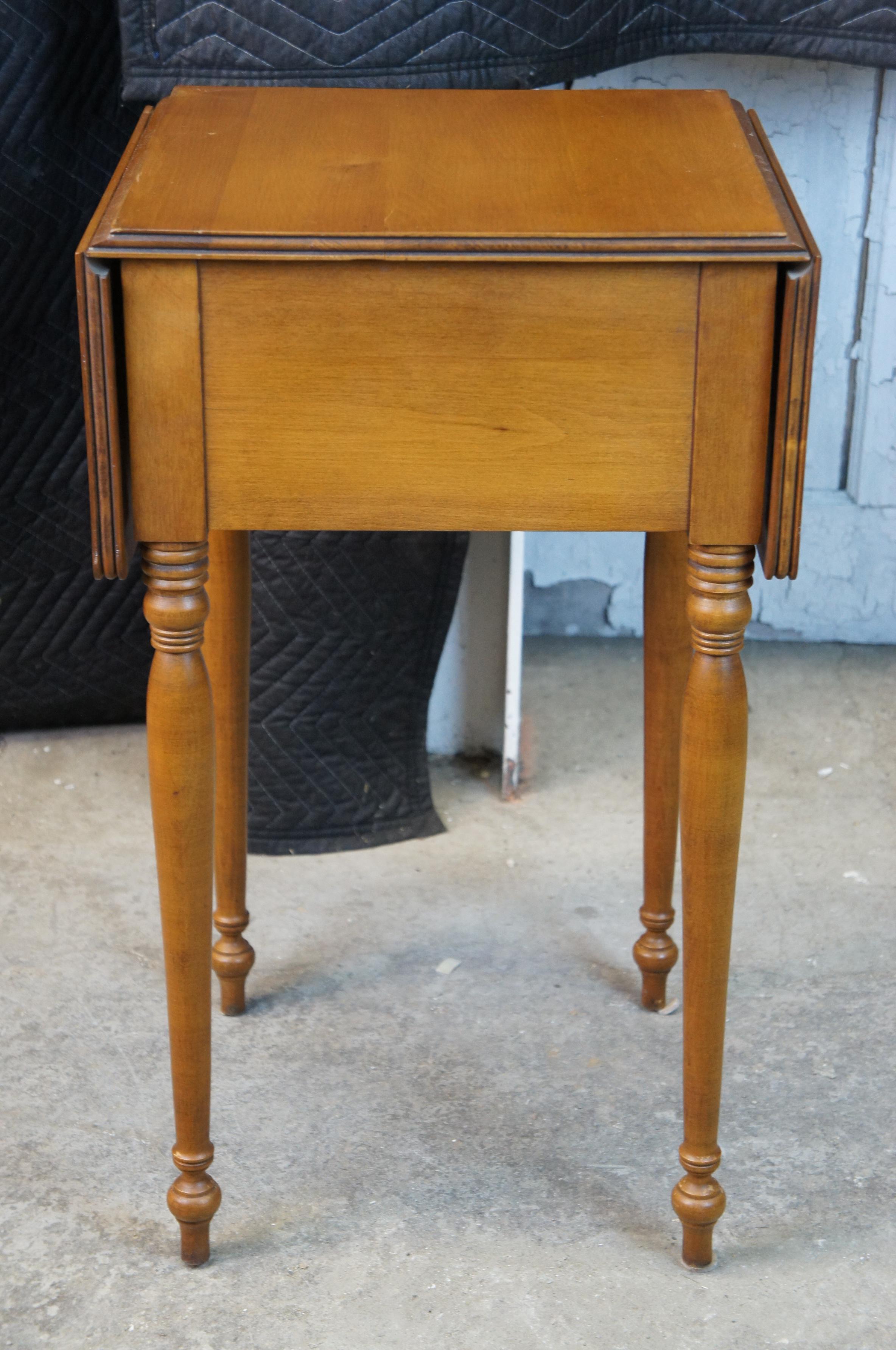 Antique Maple Conant Ball New England Drop Leaf Pedestal Table Plant Stand 2