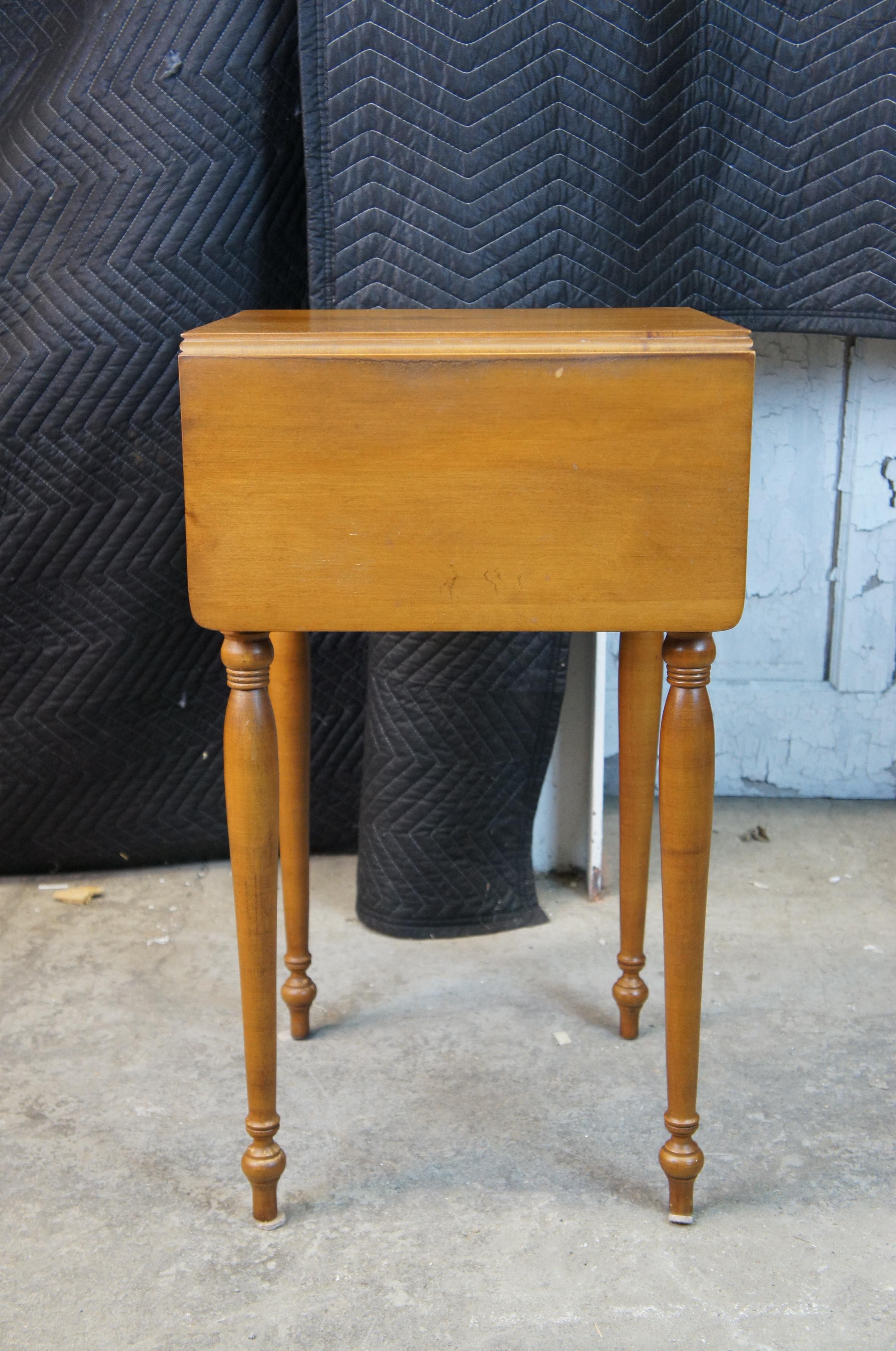 Glass Antique Maple Conant Ball New England Drop Leaf Pedestal Table Plant Stand