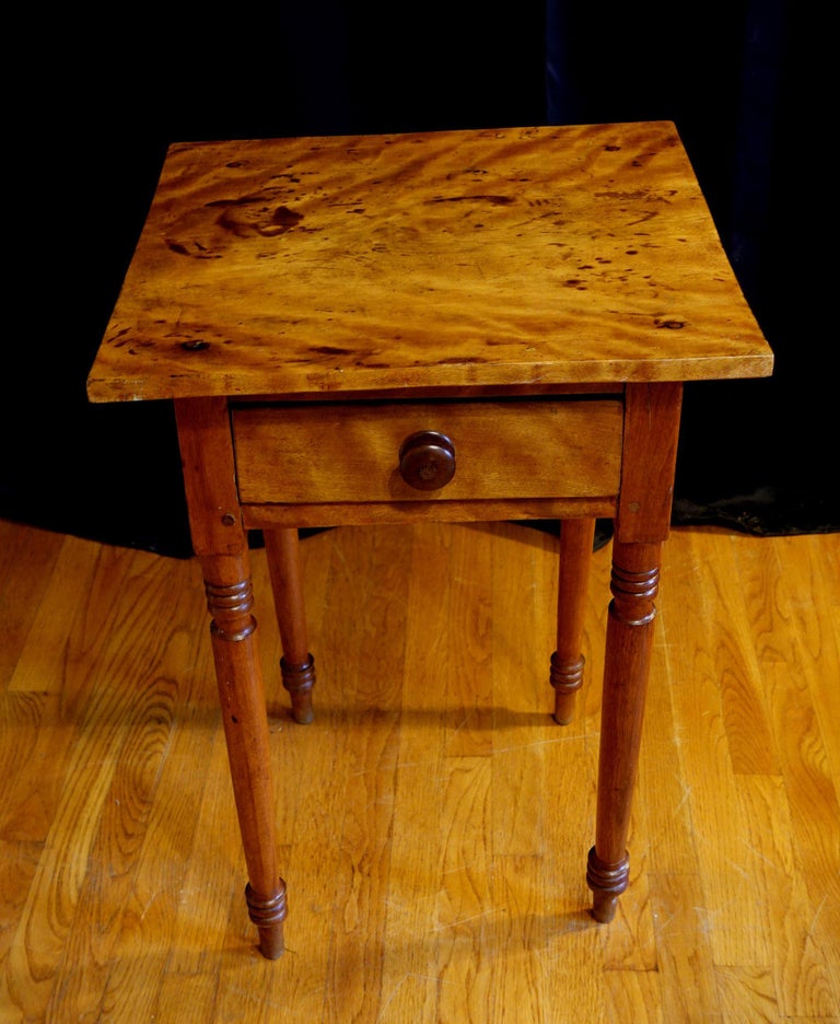 Antique Maple Stand or Side Table w/Drawer 17.25”W x 17”D x 28.5”H