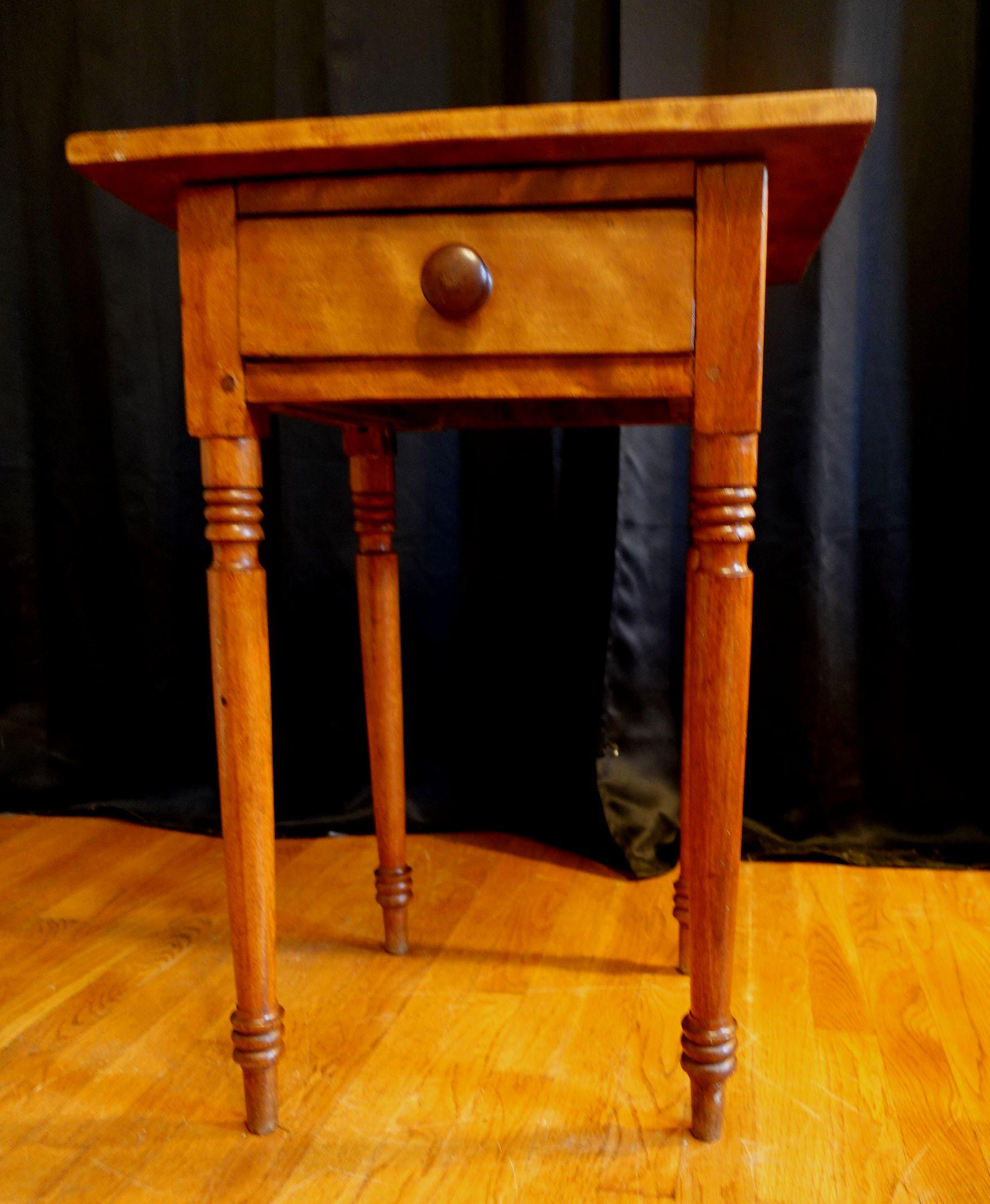 19th Century Antique Maple One-Drawer Stand with Bird's-Eye Maple Drawer Front- SIngle Item For Sale