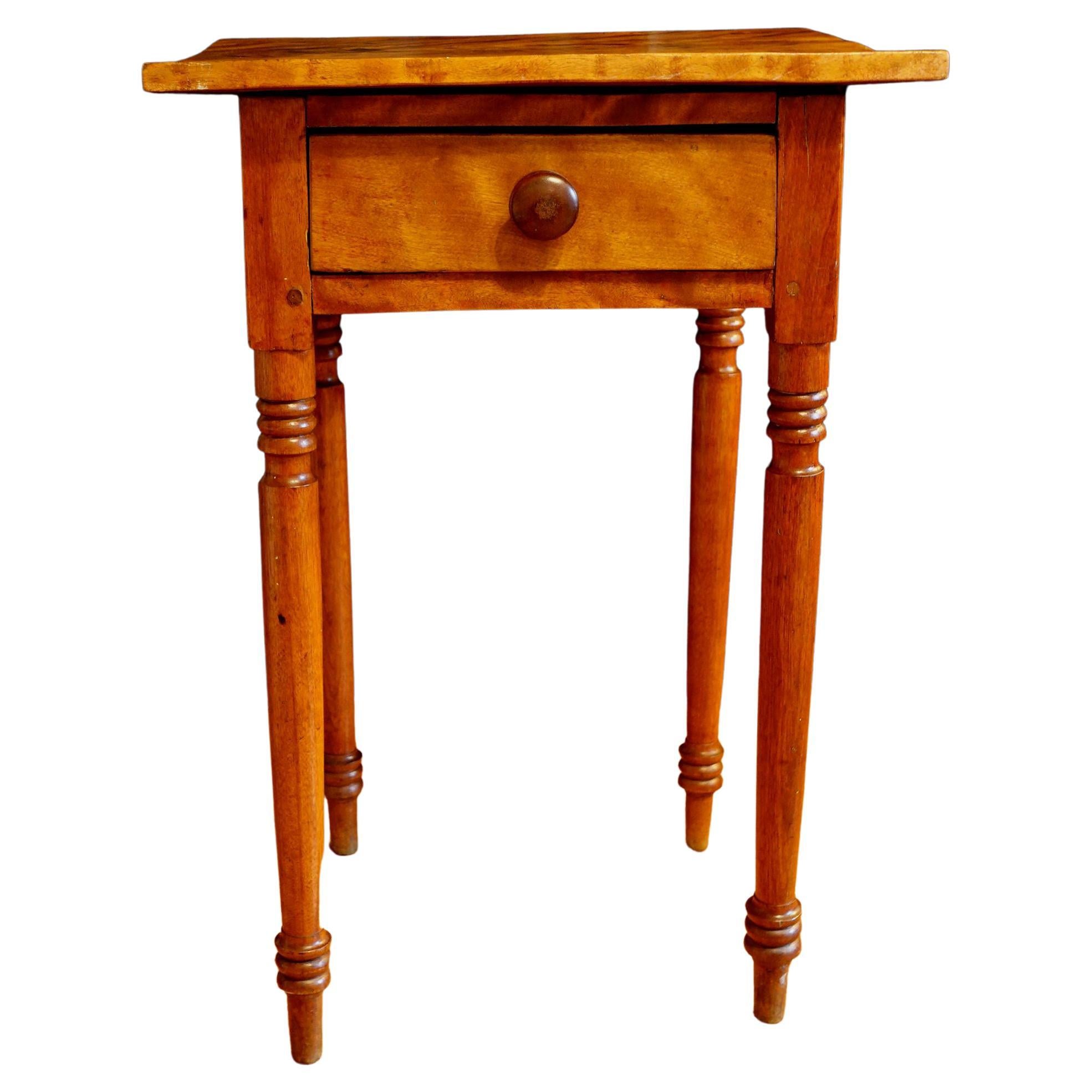 Antique Maple One-Drawer Stand with Bird's-Eye Maple Drawer Front- SIngle Item For Sale