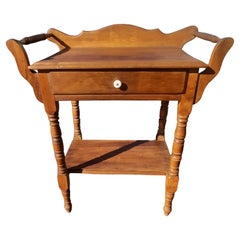 Antique Maple One Drawer Washstand with Towel Bars Bottom Shelf, Circa 1930s