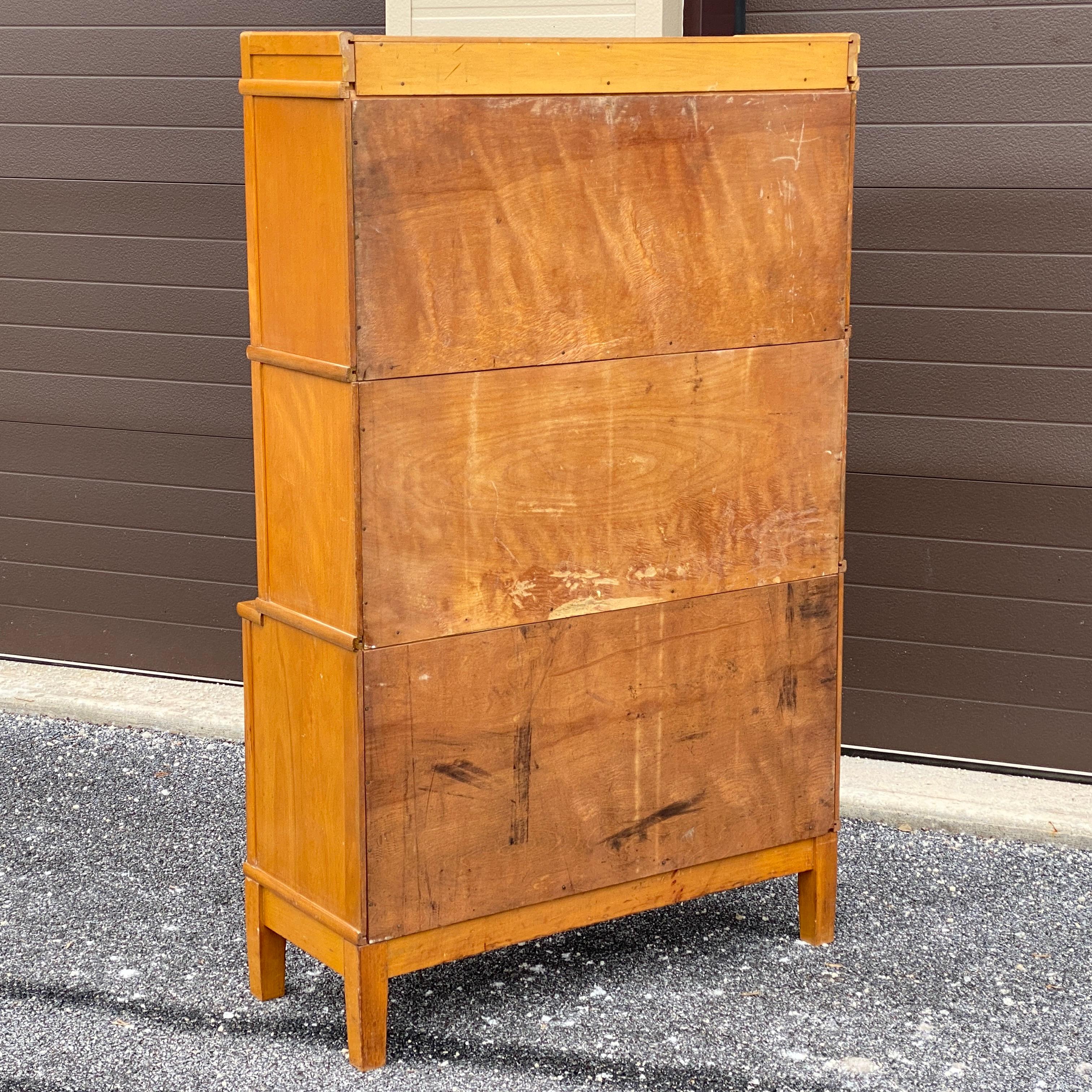 Antique Maple Three Stack Barrister Bookcase by Hale  In Fair Condition For Sale In West Chester, PA