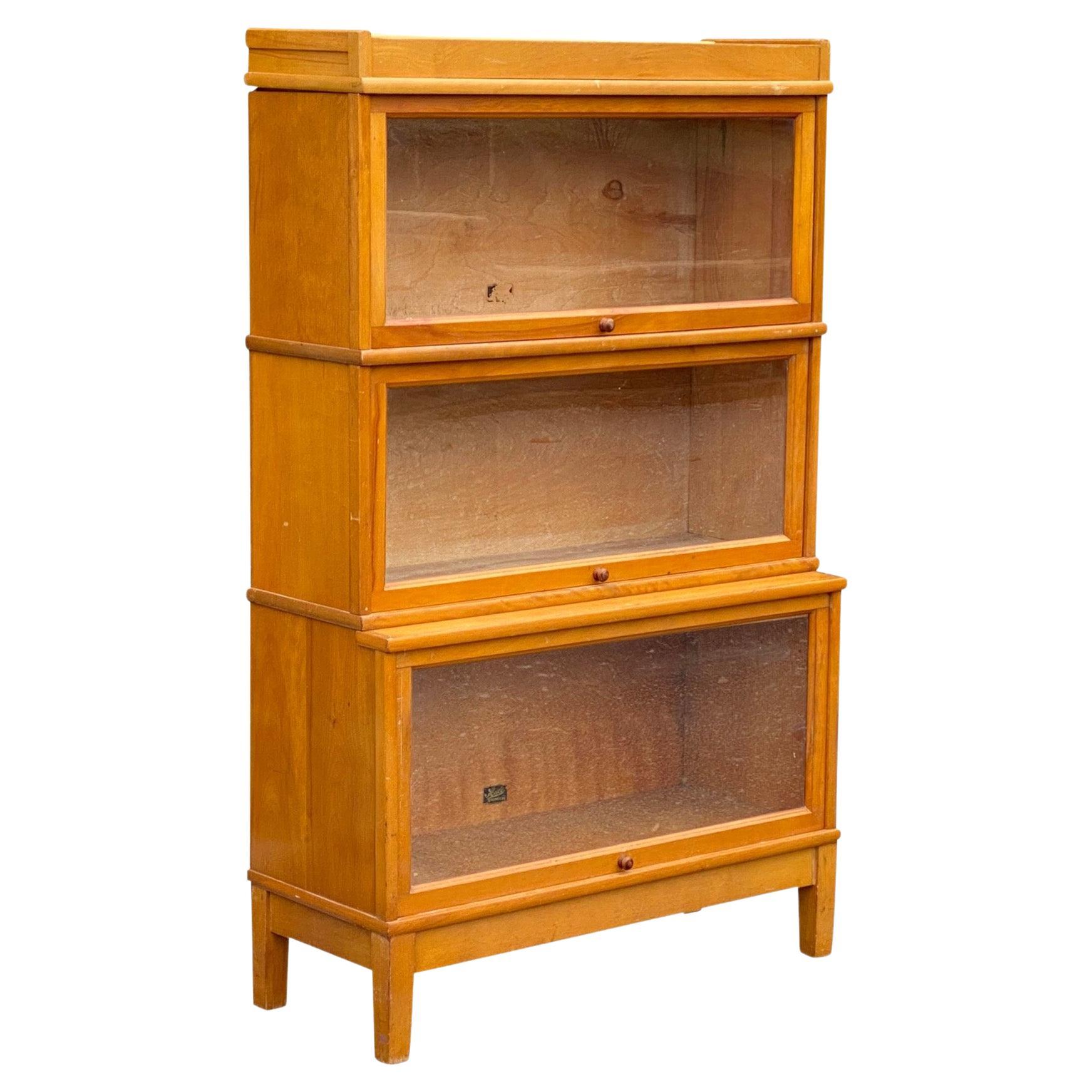 Antique Maple Three Stack Barrister Bookcase by Hale  For Sale