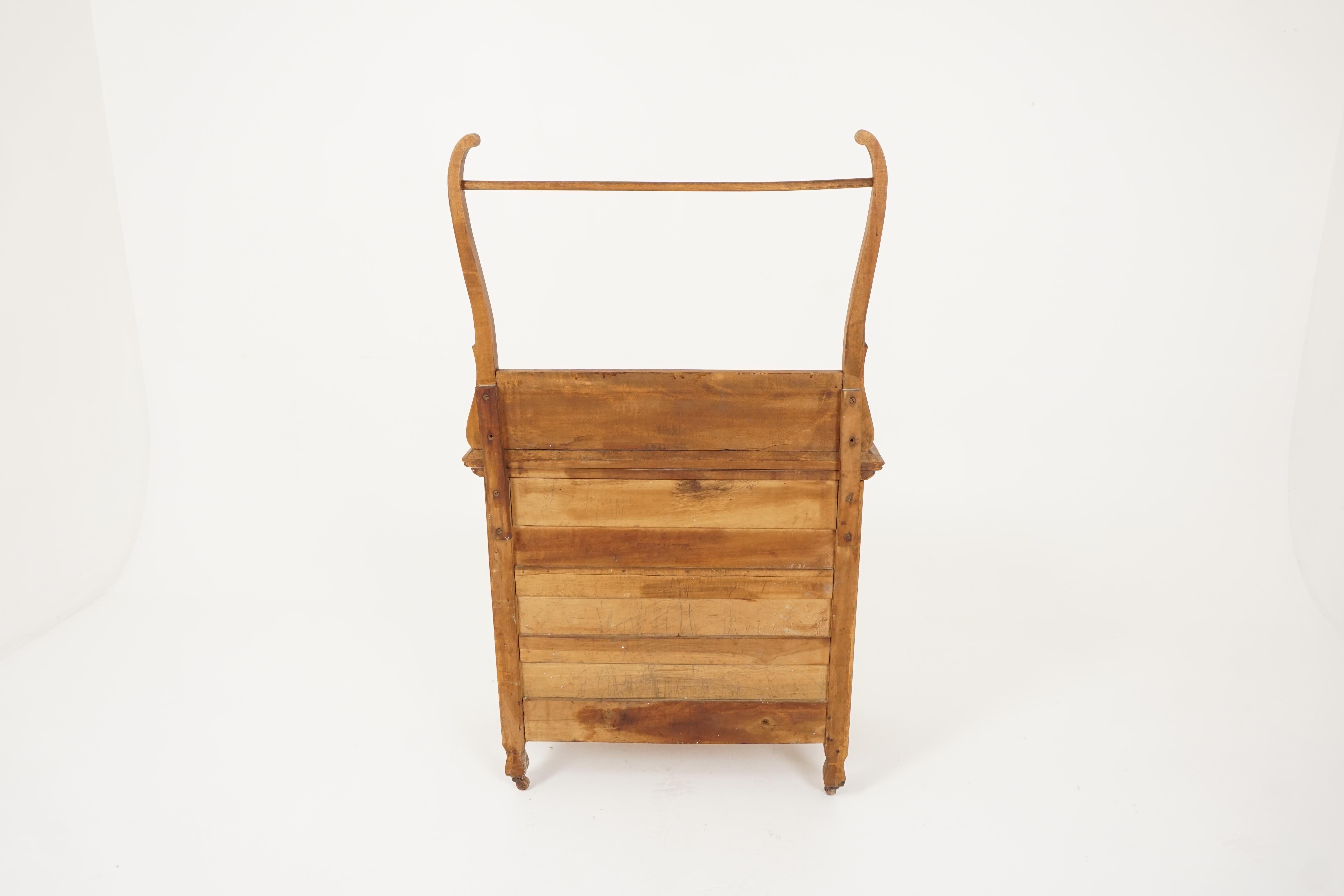 Antique Maple Washstand, Harp Back, Towel Rail, American 1910, B2561 1