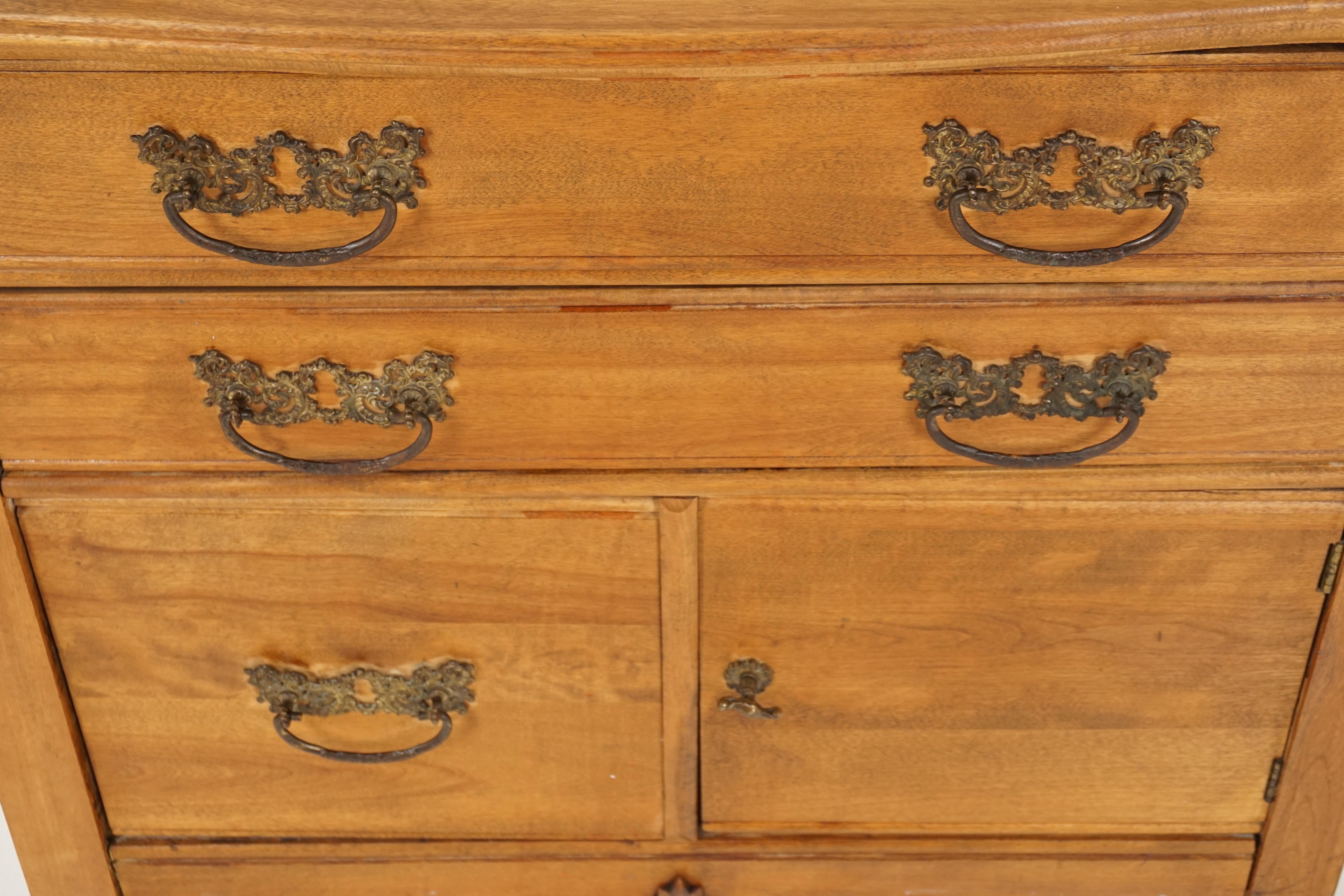 Antique Maple Washstand, Harp Back, Towel Rail, American 1910, B2561 In Good Condition In Vancouver, BC