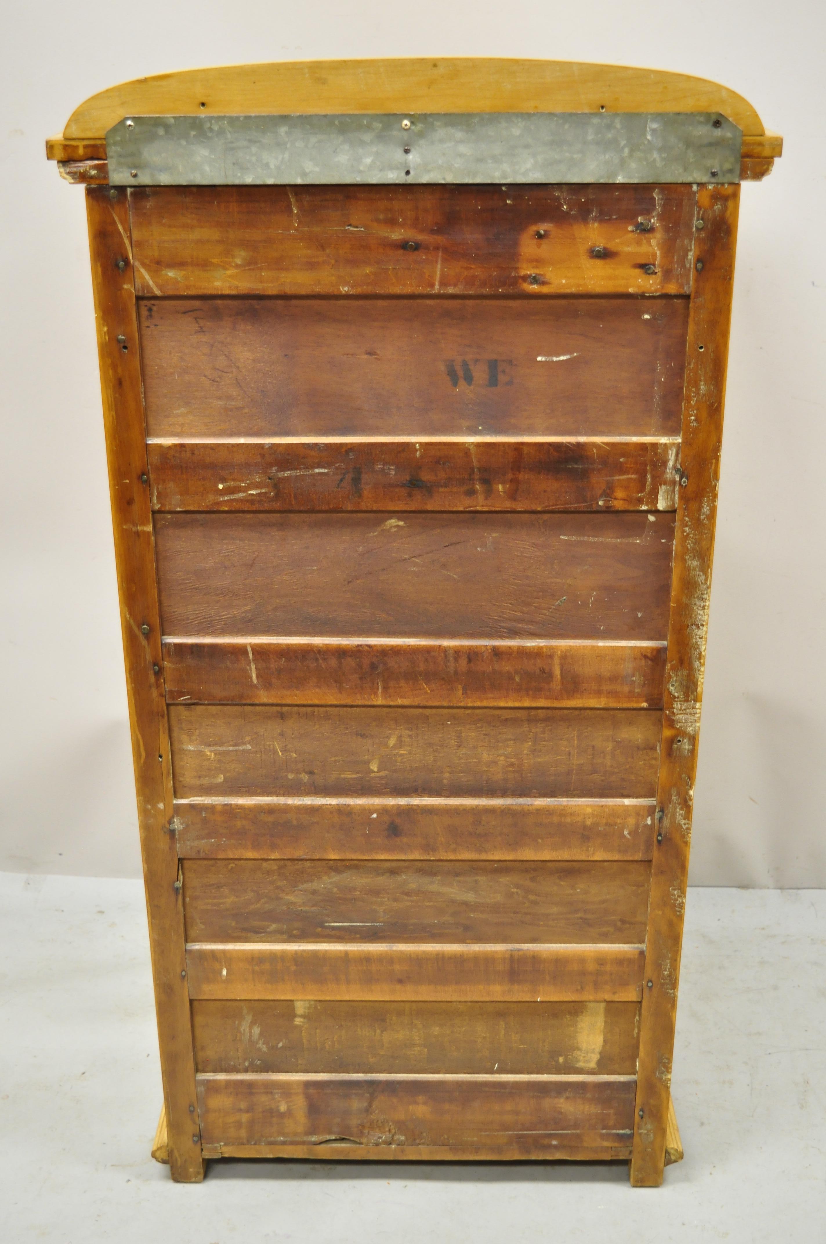Leather Antique Maple Wood American Empire Tall Chest Washstand Dresser Cabinet For Sale