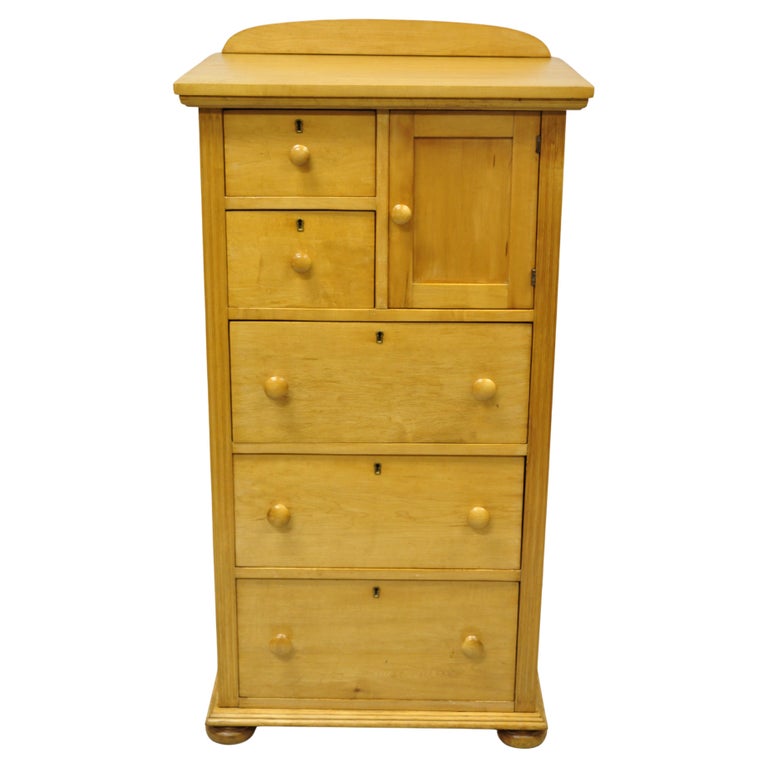 Antique Maple Wood American Empire Tall Chest Washstand Dresser