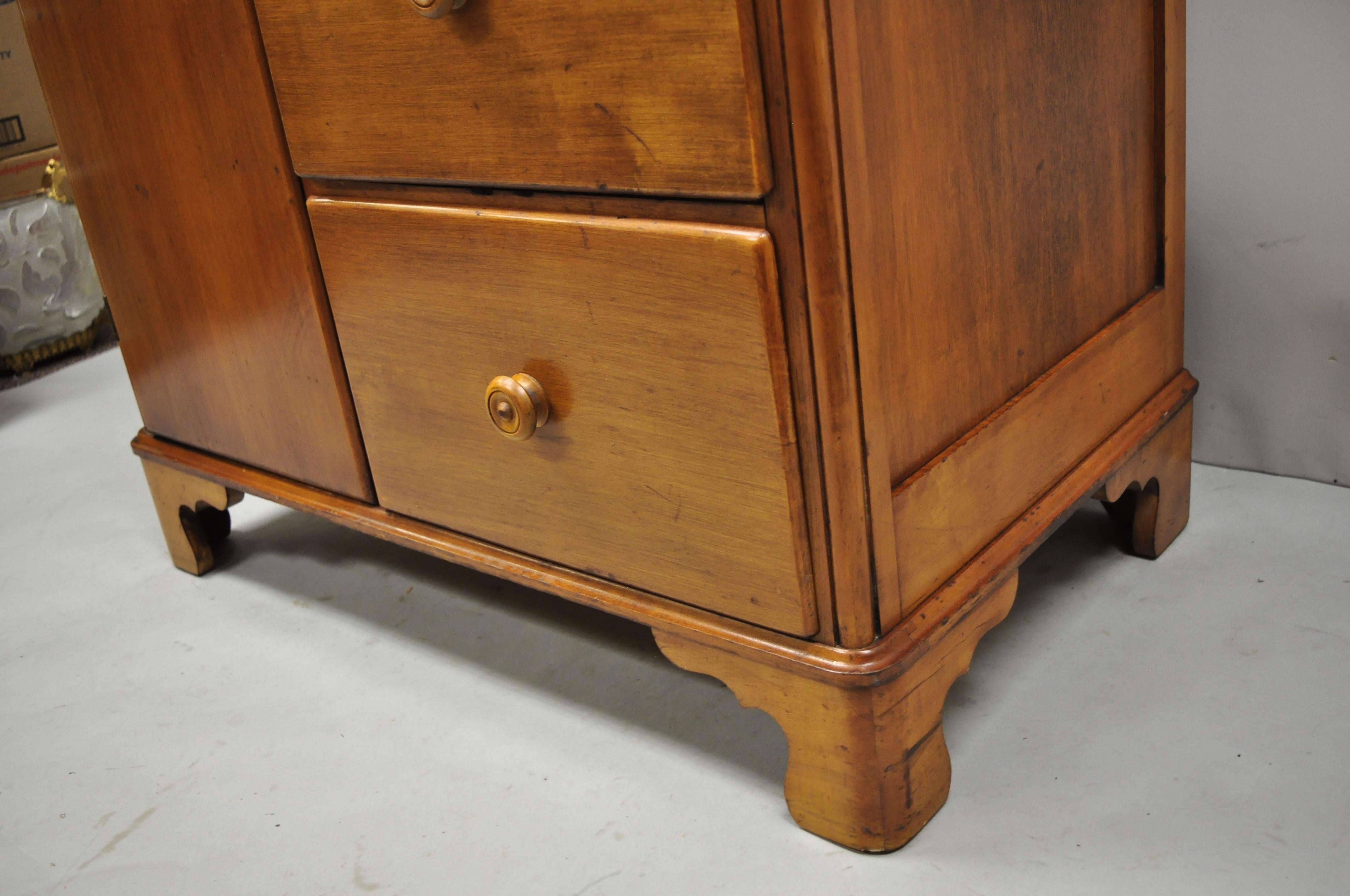 Antique Maple Wood Colonial Wardrobe Tall Chest Dresser 6 Drawers Cedar Cabinet 2