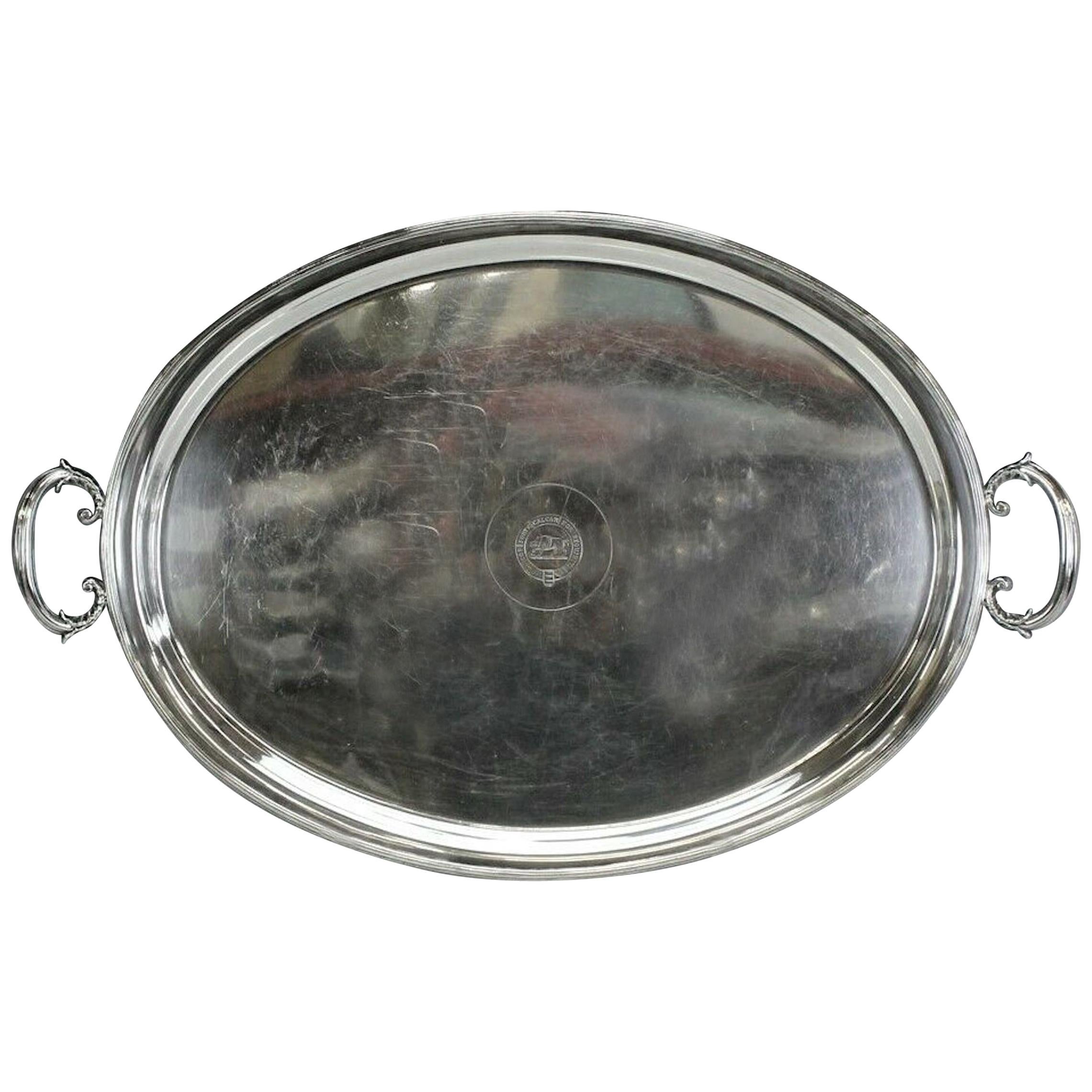 Antique Mappin Brothers Regency Style Silverplated Oval Handled Tray
