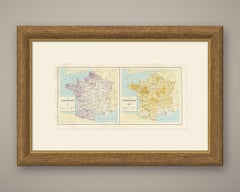 Antique Maps of France, Flax and Hemp Growing, Vienna Exposition, 1873