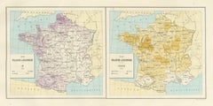 Antique Maps of France, Flax and Hemp Growing, Vienna Exposition, 1873