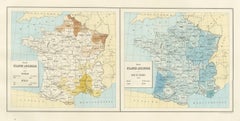 Antique Maps of France, Hops, Mulberry and Forests, Vienna, 1873