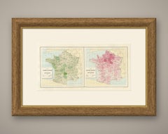 Antique Maps of France, Natural and Sown Meadows, Vienna Exposition, 1873