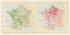 Antique Maps of France, Natural and Sown Meadows, Vienna Exposition, 1873