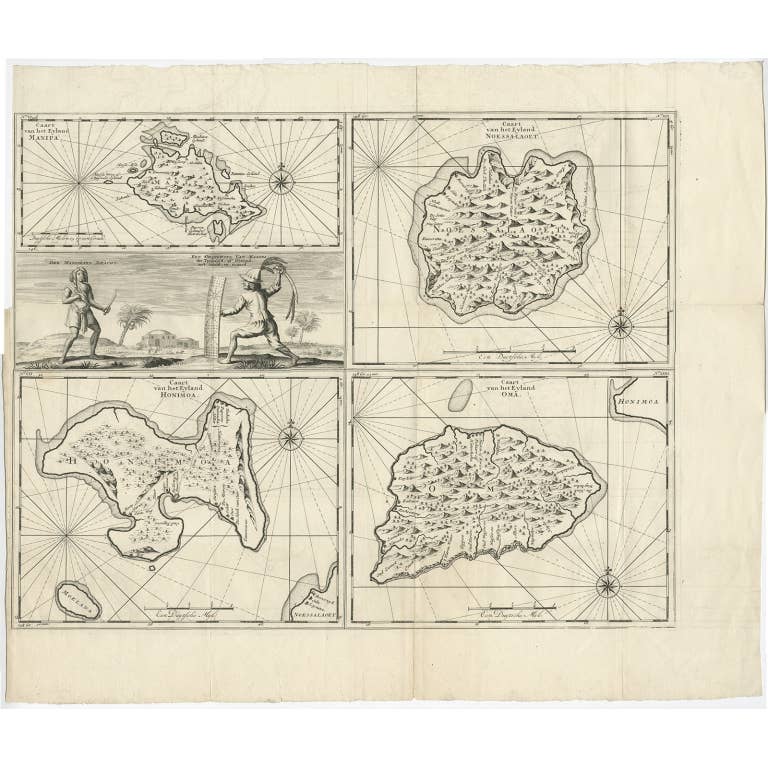 Antique Maps of Manipa, Nusa-Laut, Saparua and Haruku in Maluku, Indonesia 1726