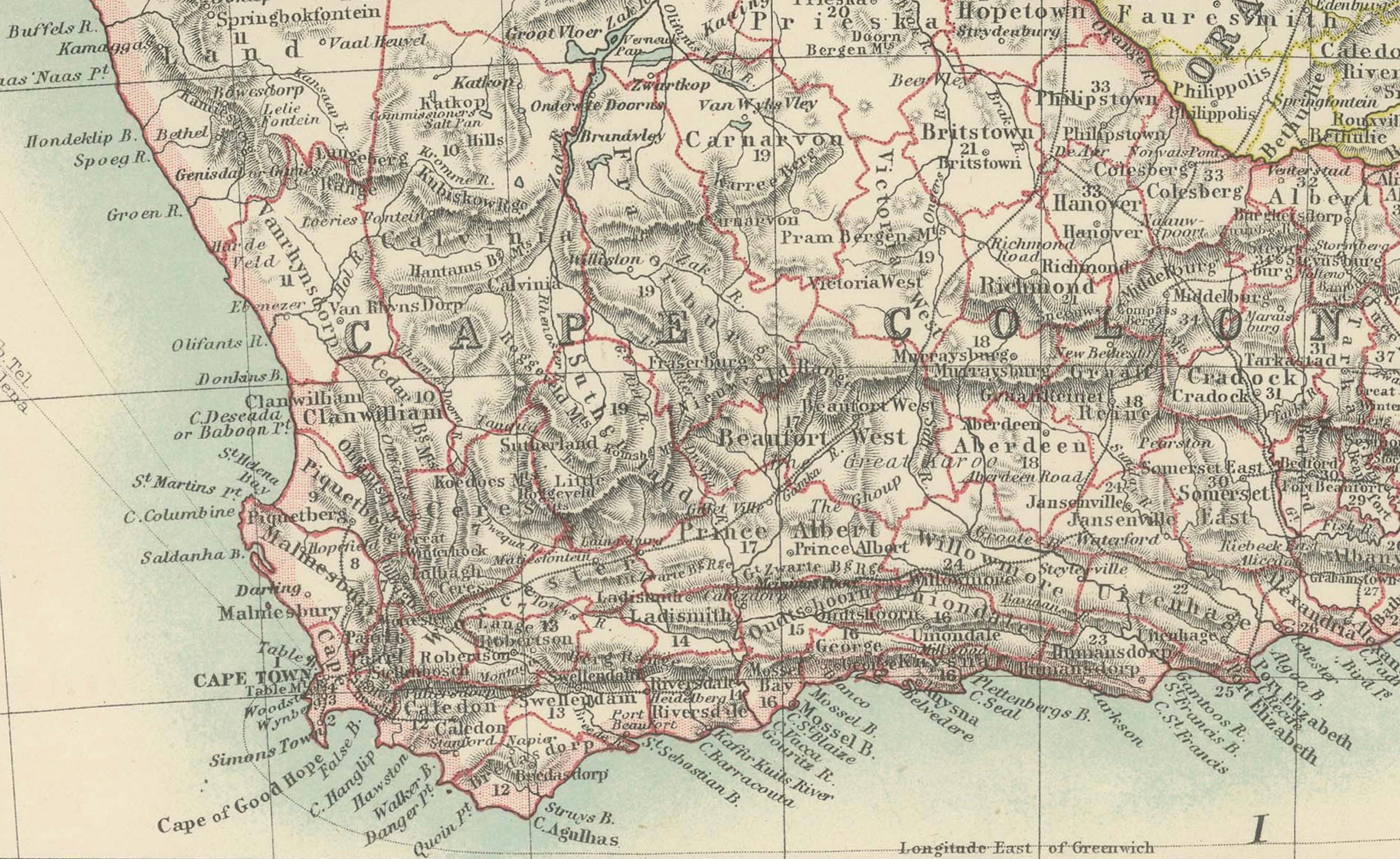 Mapas antiguos de África del Noroeste y del Sur, 1903, Fronteras coloniales y terreno en Bueno estado para la venta en Langweer, NL