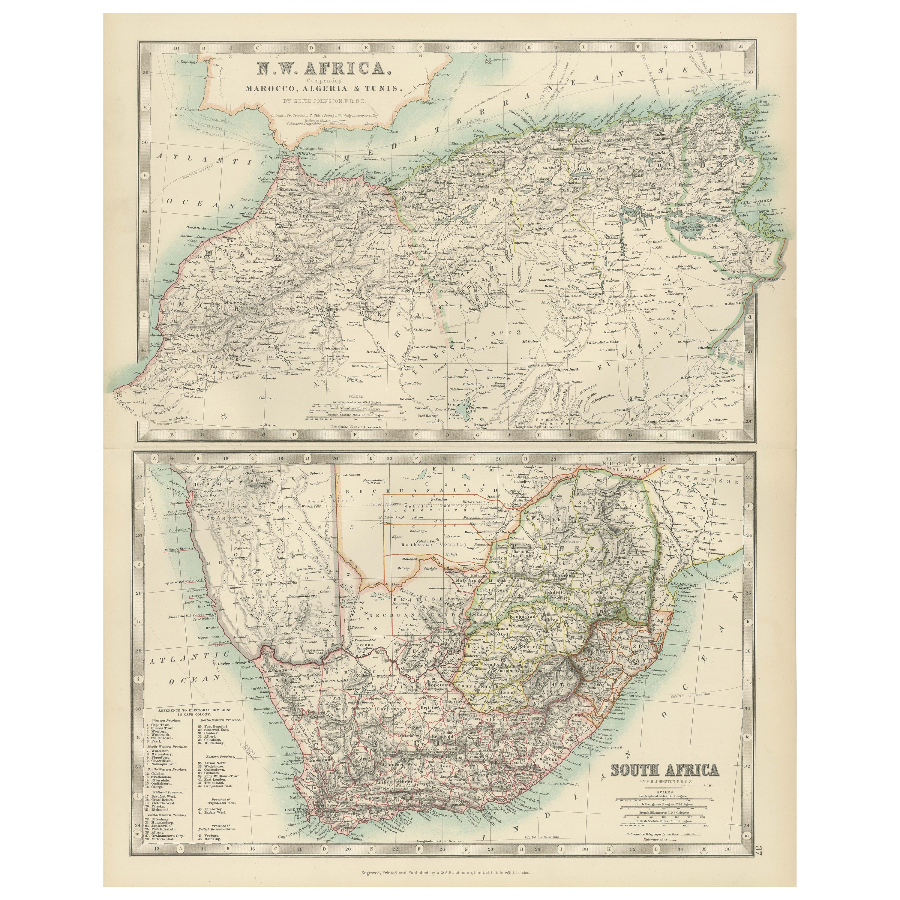 Cartes anciennes du Nord-Ouest et du South Africa, 1903, Frontières et terrains coloniaux
