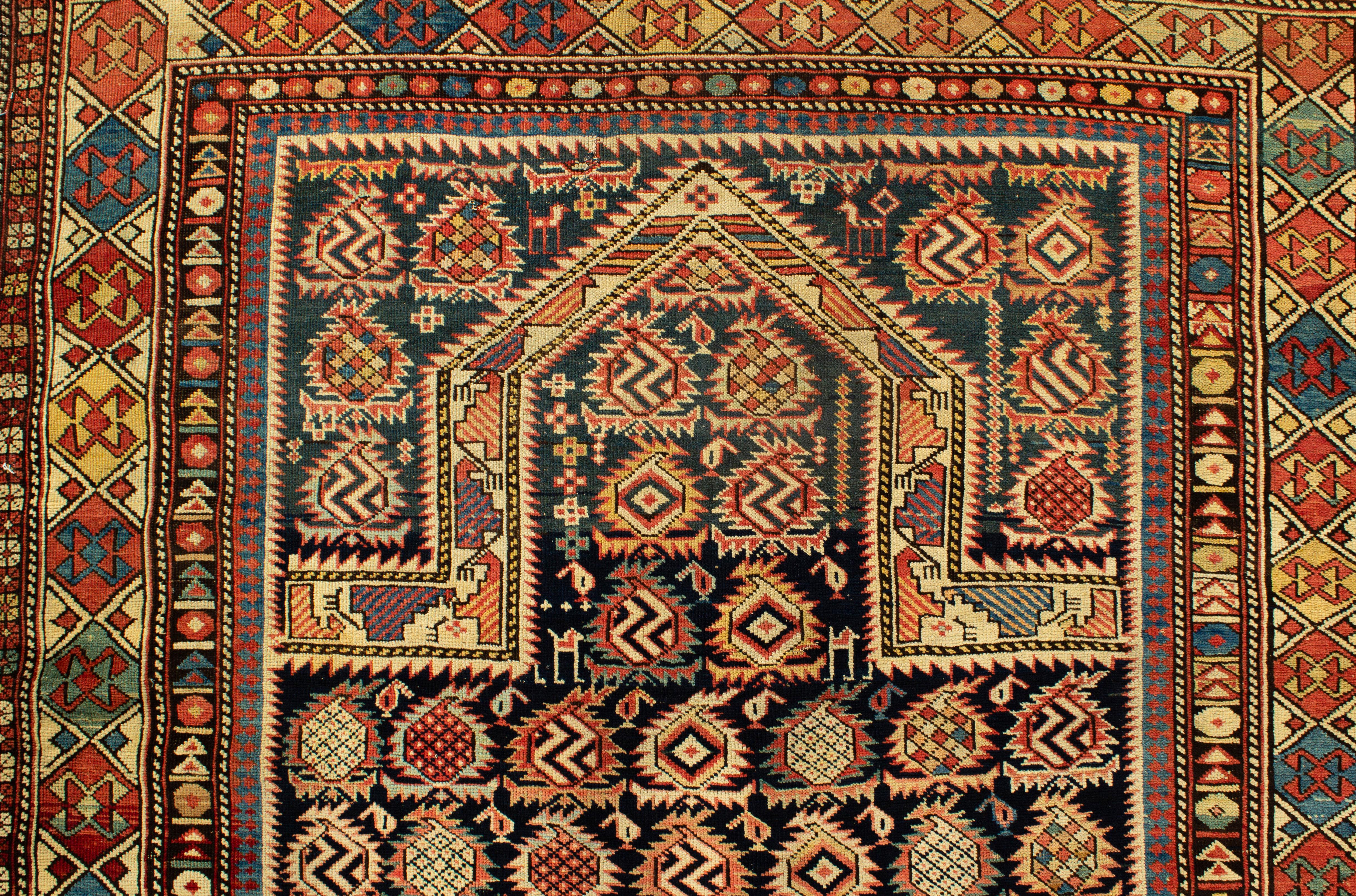 Antique Marasali Shirvan Prayer Rug, circa 1880 4'2 x 5'2 In Good Condition For Sale In Secaucus, NJ